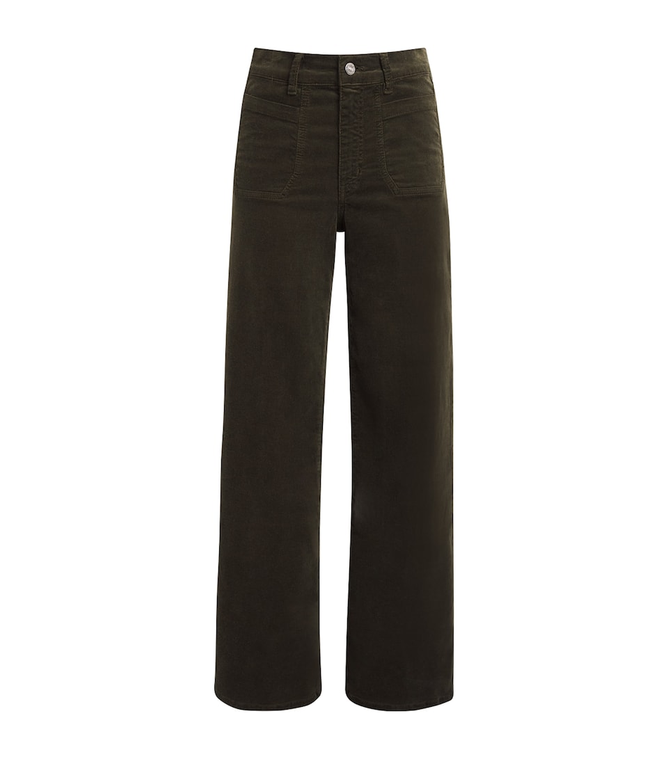 FRAME Womens Corduroy Le Slim Palazzo Wide-Leg Jeans Rich Military