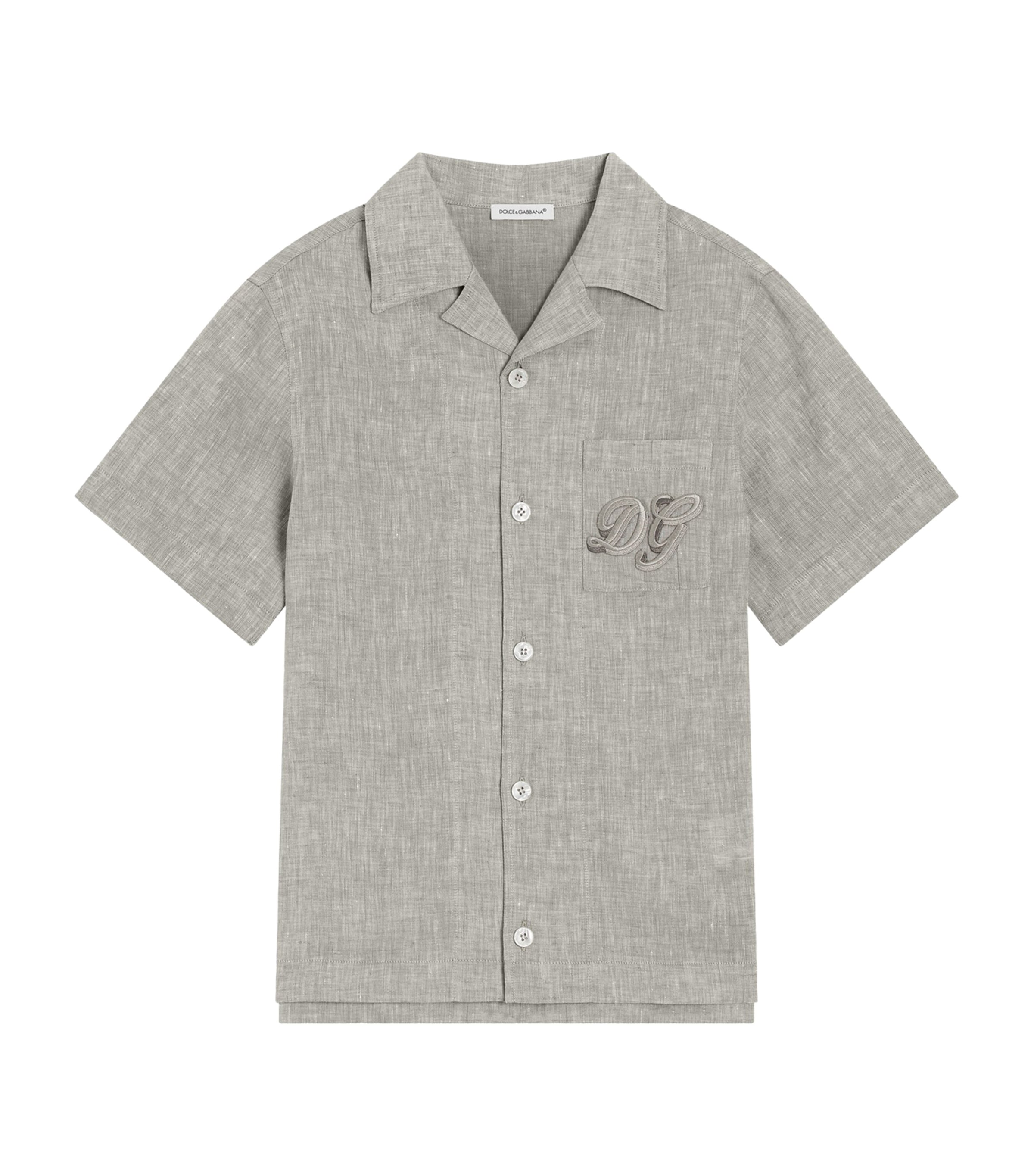 Dolce&Gabbana Kids Linen Embroidered Shirt (8-12+ Years) Optical White