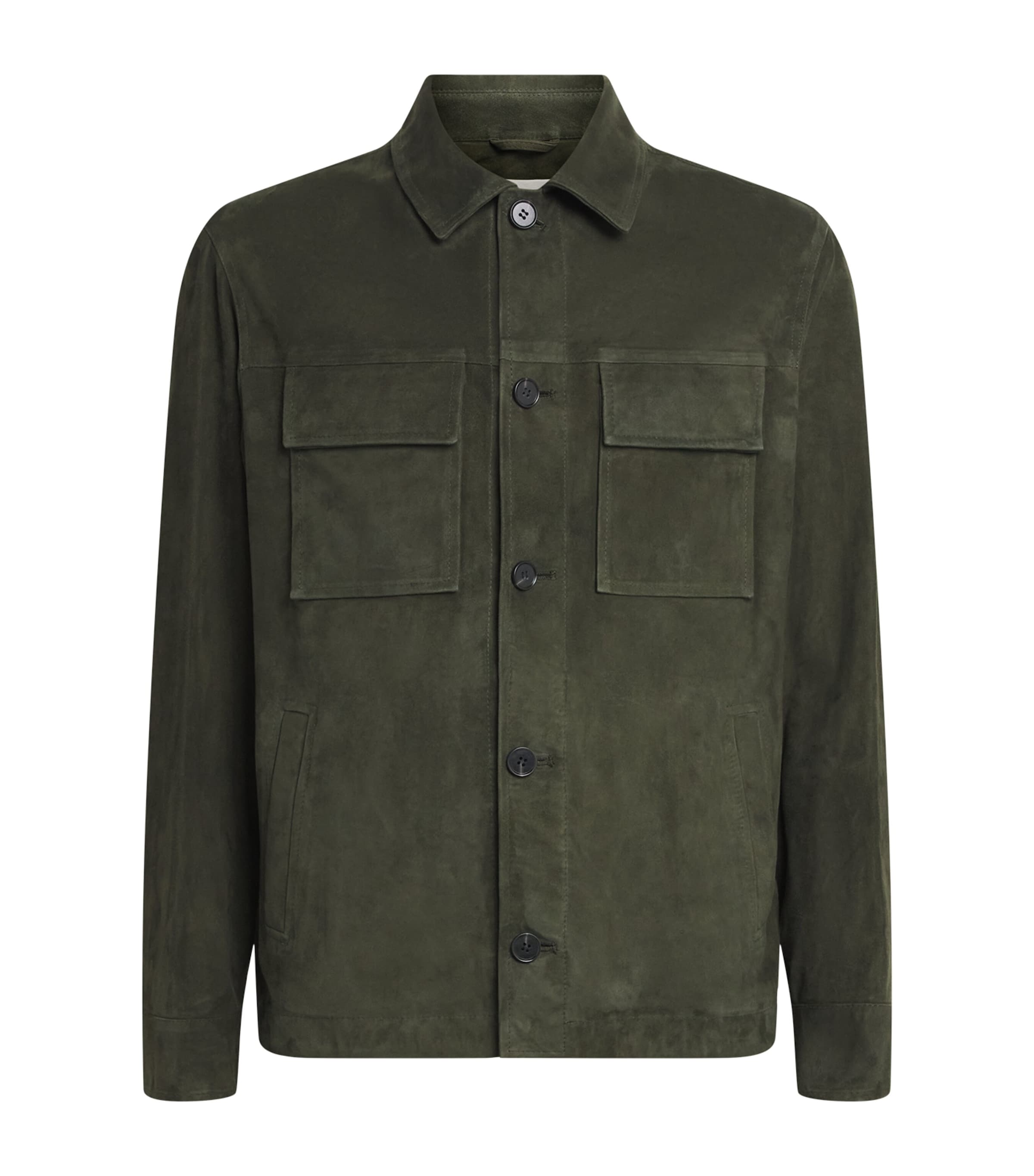 Arma Mens Lamb Suede Mex Overshirt Dark Green