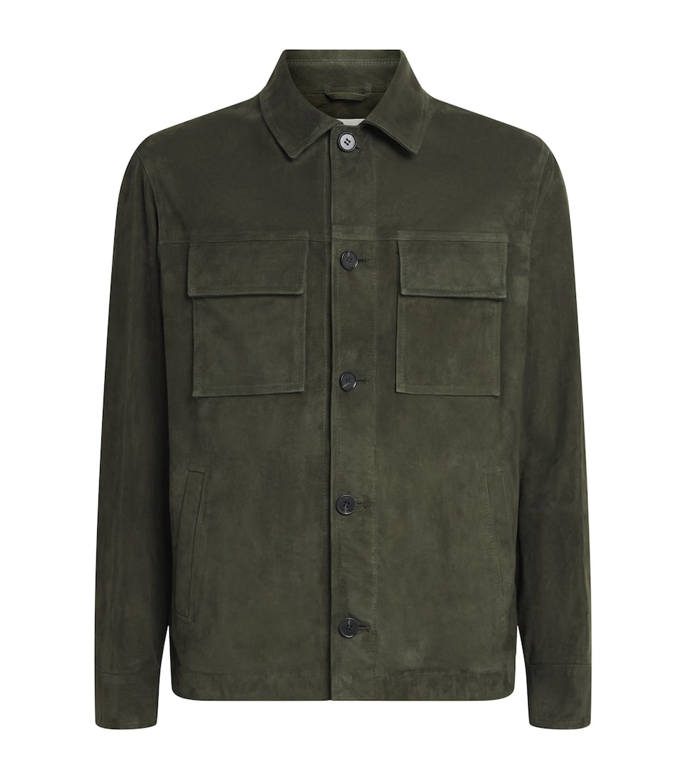 Arma Mens Lamb Suede Mex Overshirt Dark Green