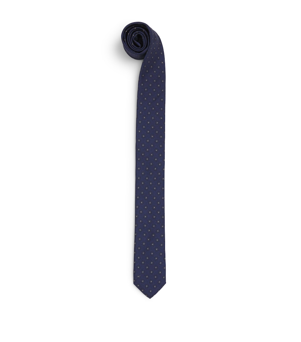 Eleventy Silk Geometric Tie Blu