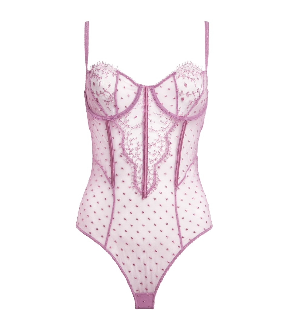 Kiki de Montparnasse Womens Lace Merci Beaucoup Bodysuit Mauve