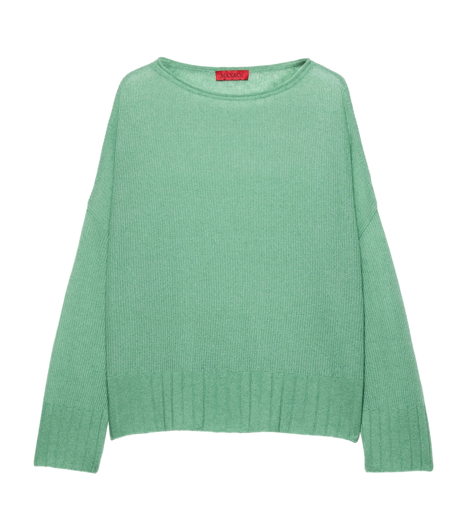 MAX&Co. Womens Wool-Blend Boat-Neck Sweater Green