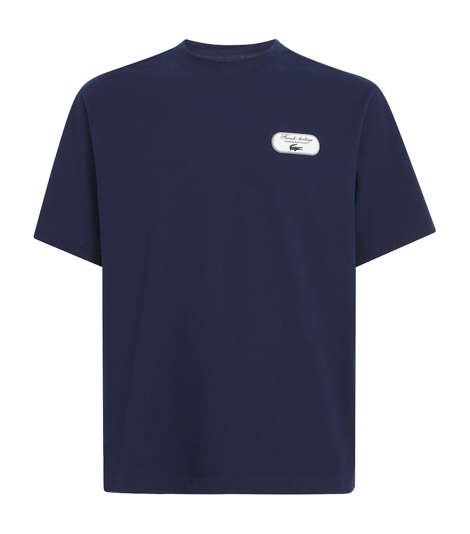 Lacoste Mens Ultra Dry Tennis Heritage Graphic T-Shirt Navy Blue