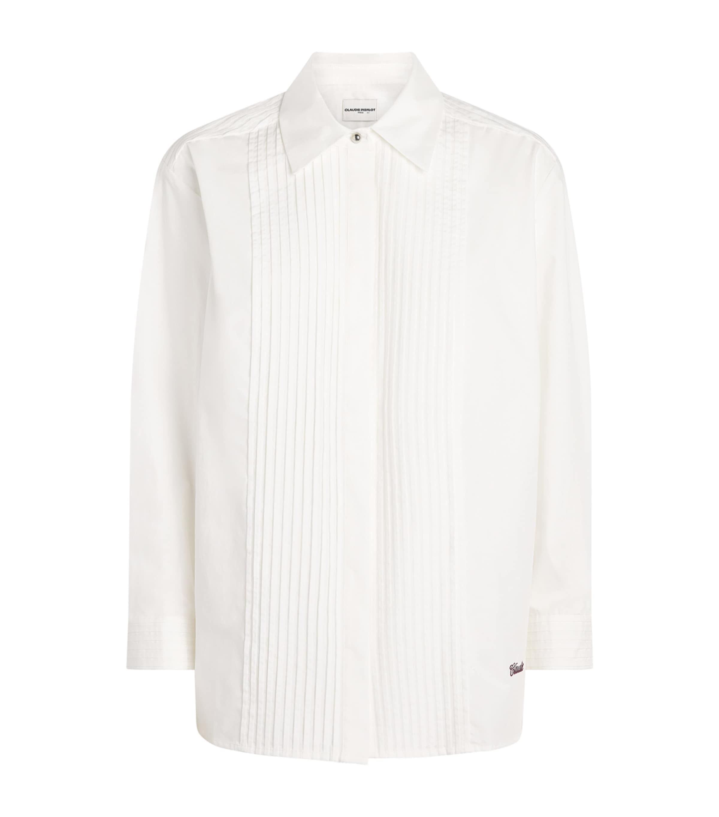 Claudie Pierlot Womens Cotton Tuxedo Shirt Ecru