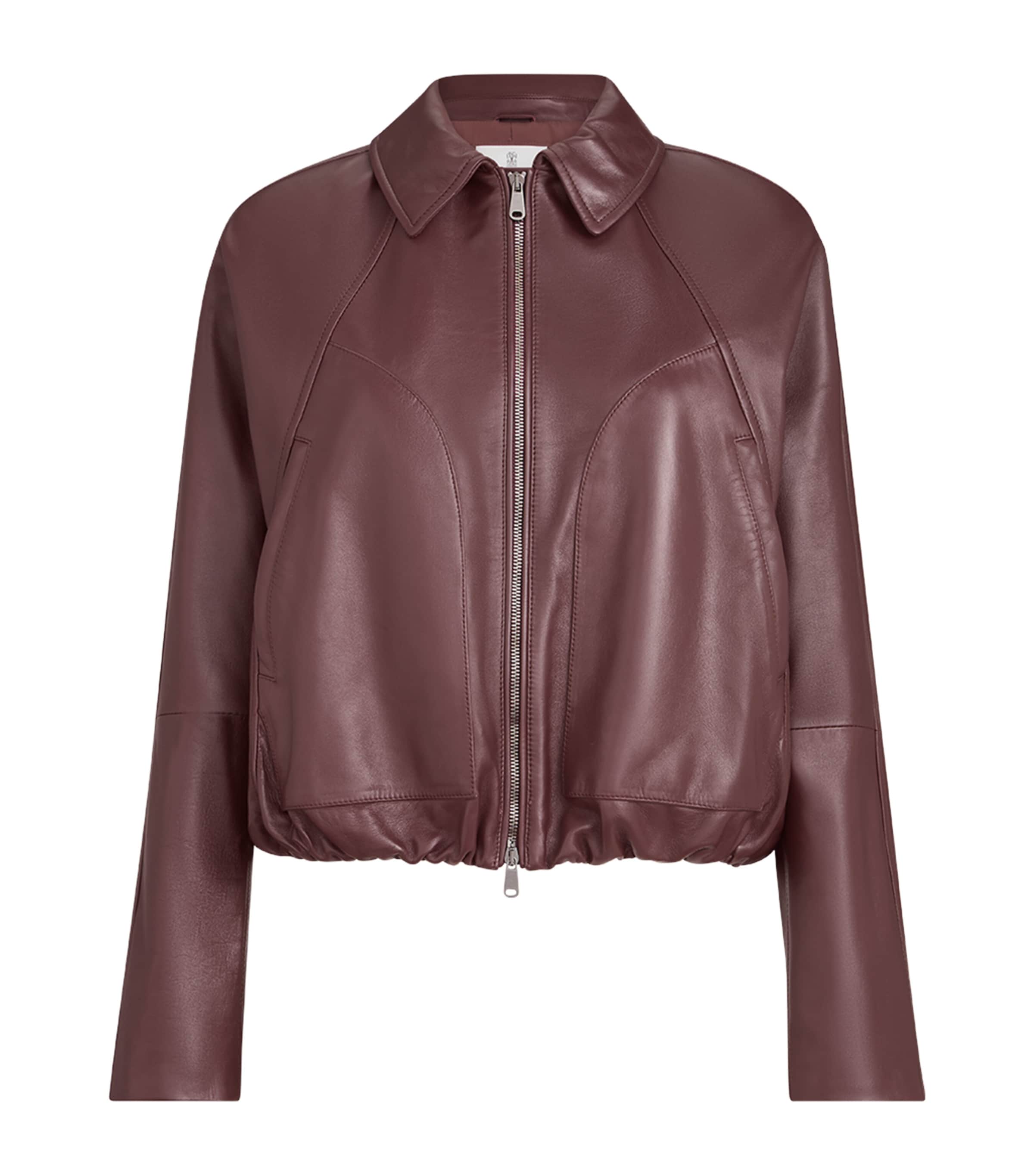 Brunello Cucinelli Womens Nappa Leather Jacket Ruby Red