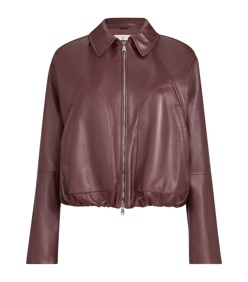Brunello Cucinelli Womens Nappa Leather Jacket Ruby Red