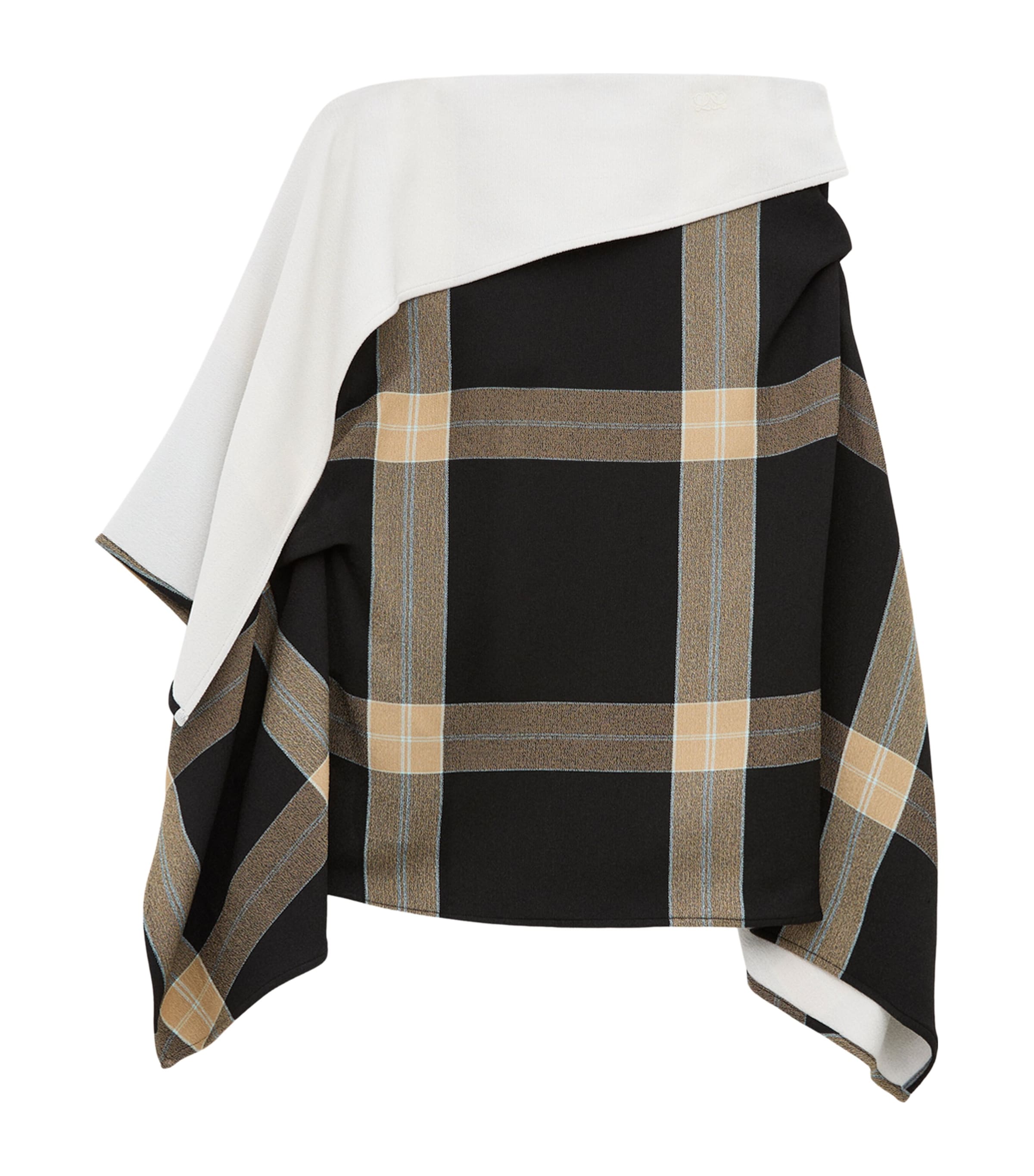 LOEWE Womens Draped Check Mini Skirt Black/beige