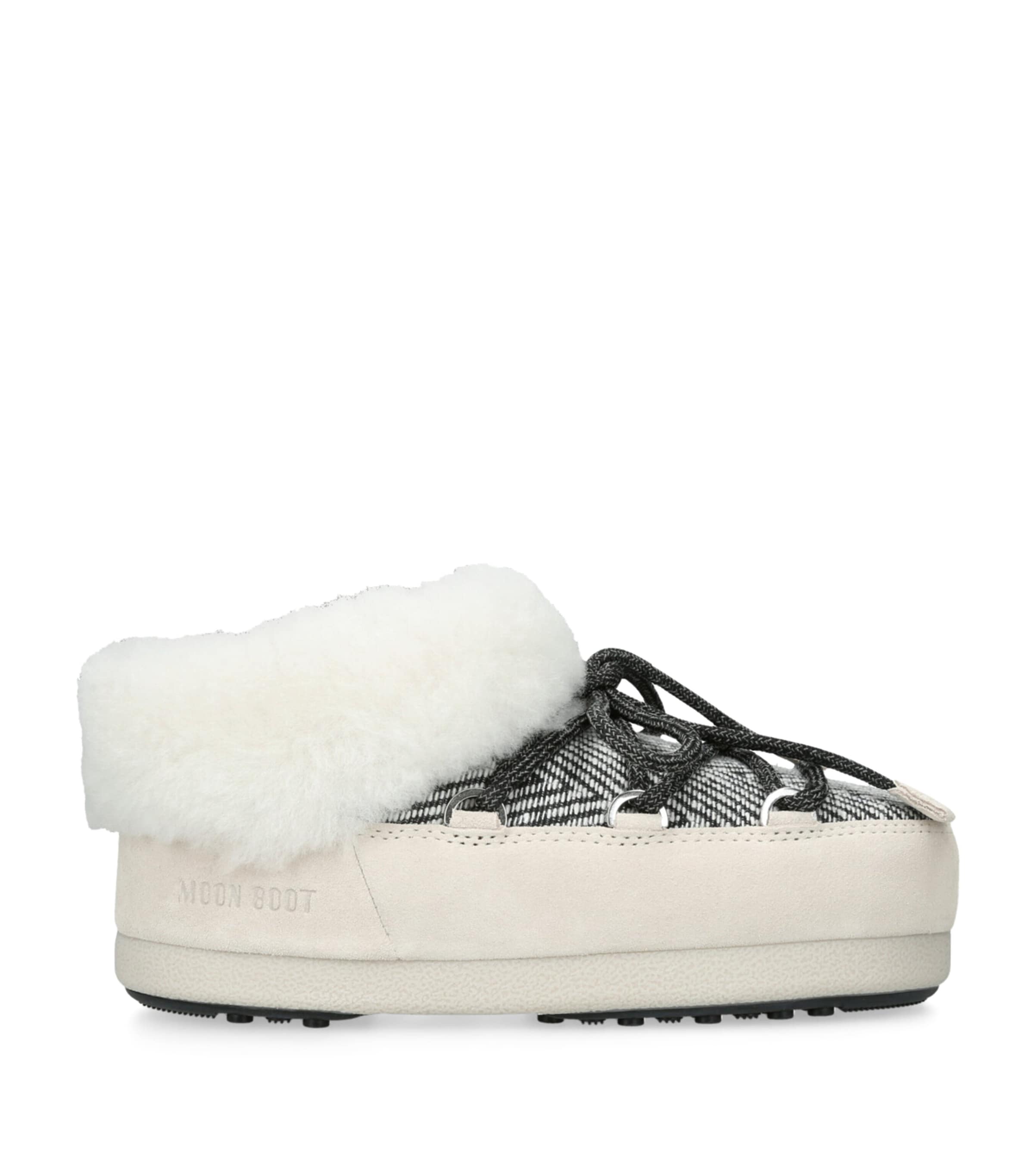 x Guest In Residence Suede Shearling-Trim Chalet Mules