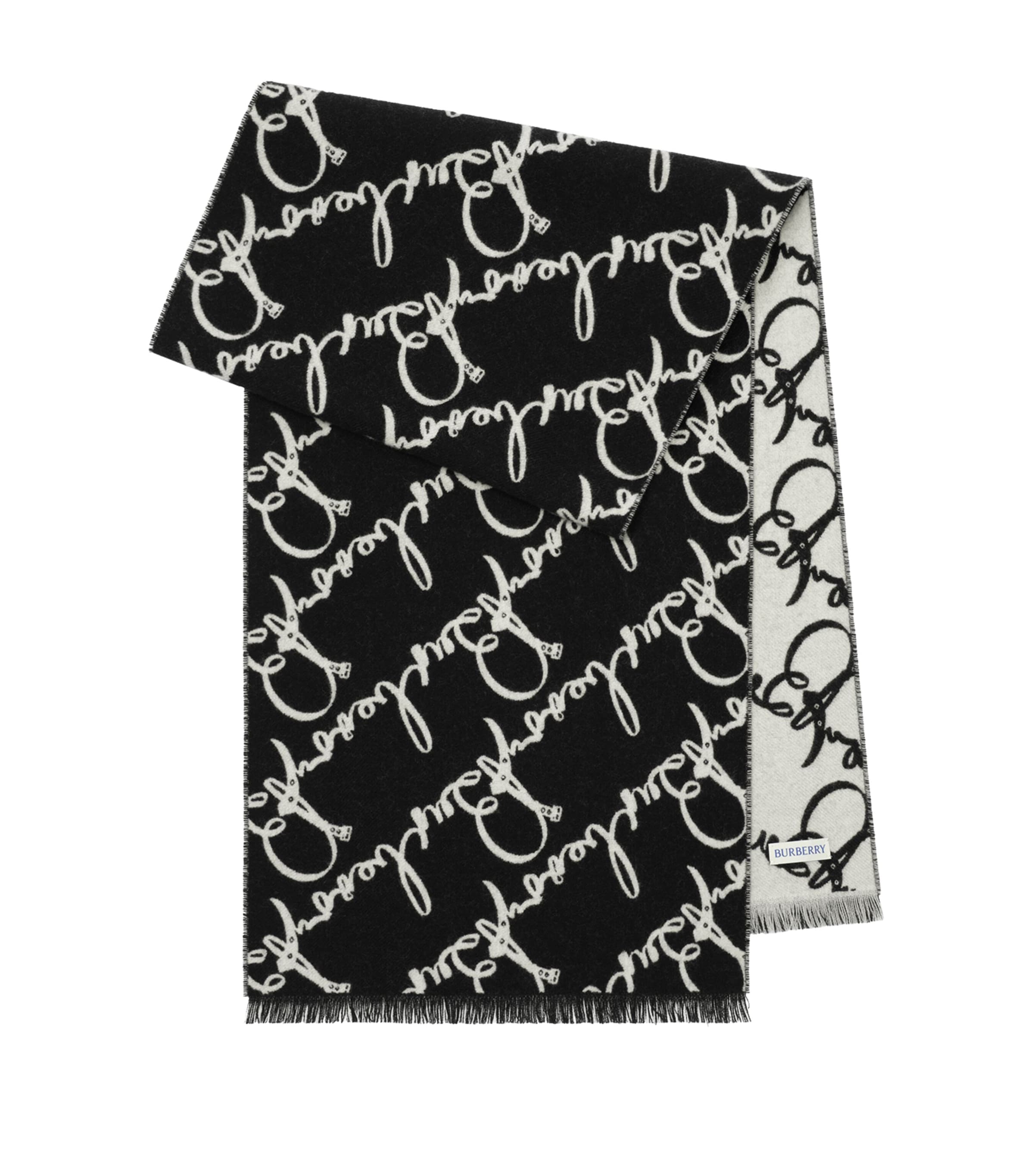 Burberry Wool Belt Logo Scarf Black/ecru