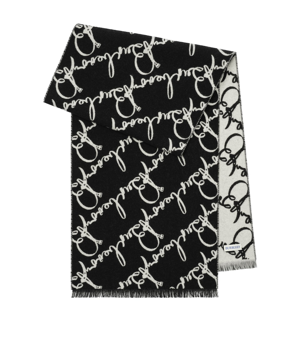 Burberry Wool Belt Logo Scarf Black/ecru