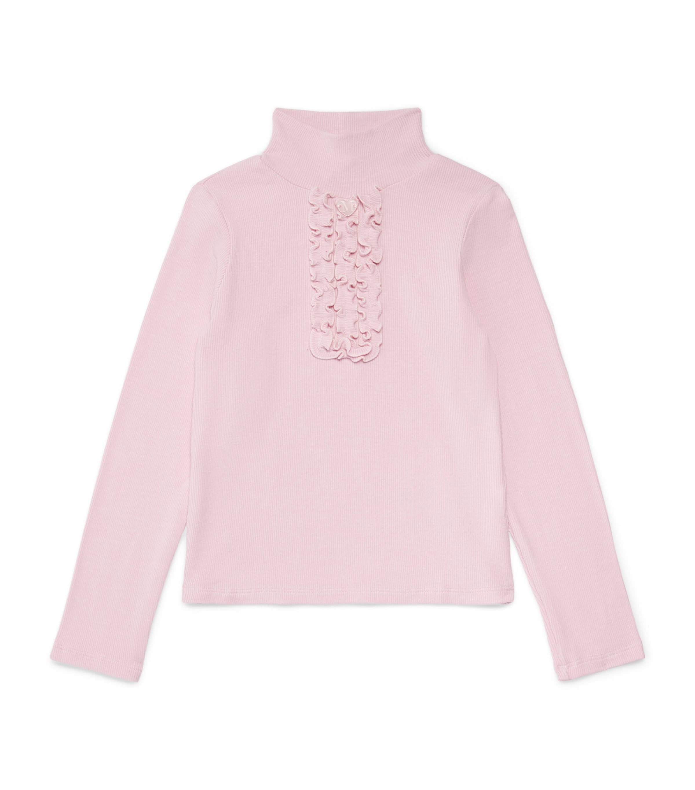 Monnalisa Ribbed Ruffle Rollneck Top (2-12 Years) Lotus