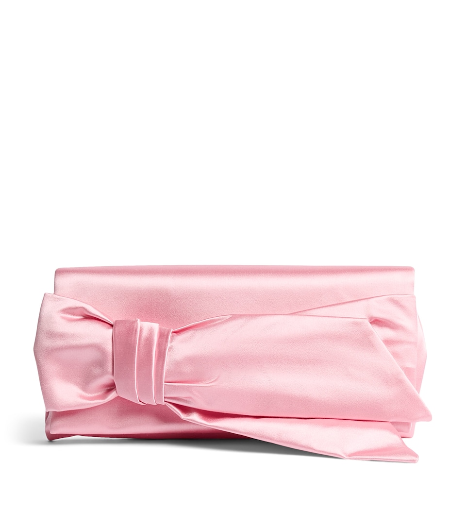 Carolina Herrera Satin Bow Karlita Clutch Bag Rosewater