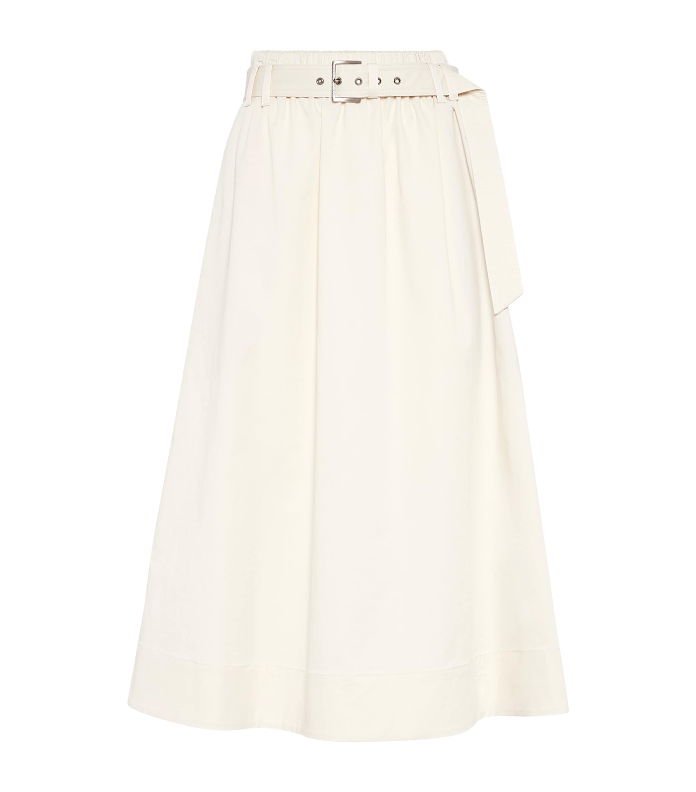 ワンピース BRUNELLO CUCINELLI Women Mid Skirts MH765ARJ61 C046 WHITE Brunello Cucinelli - White Cotton Paneled Pleated Midi Skirt