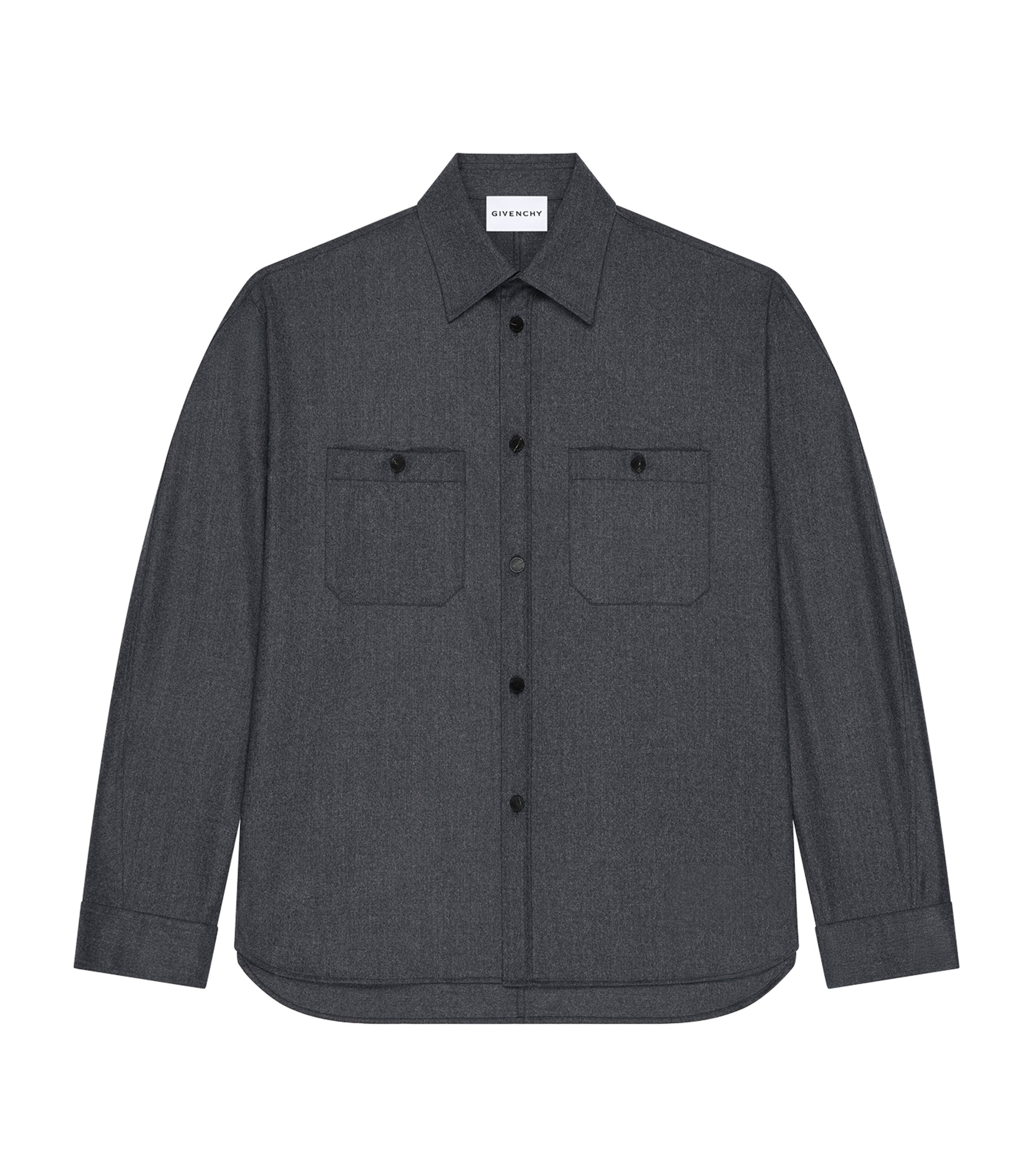 Givenchy Mens Cotton Double-Pocket Shirt Grey Mix