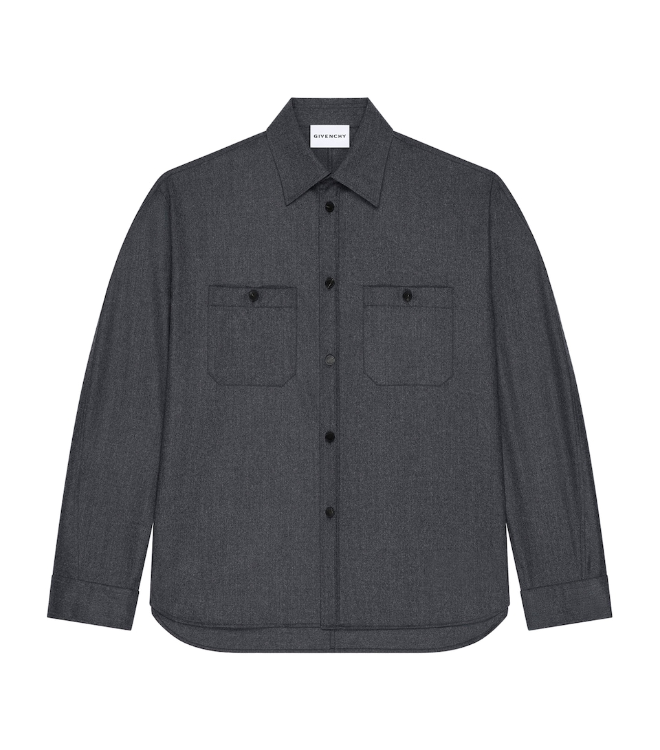 Givenchy Mens Cotton Double-Pocket Shirt Grey Mix