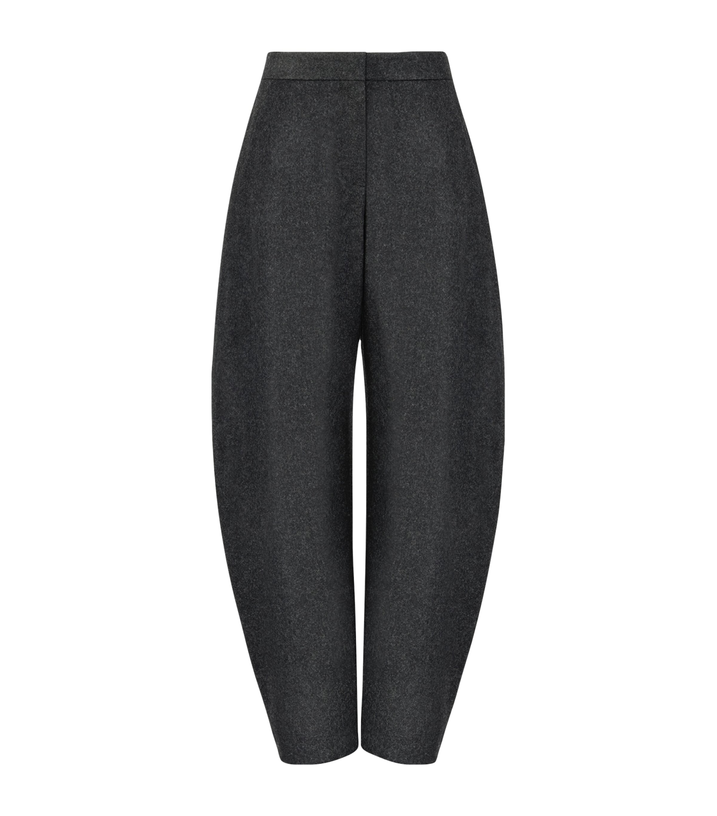 Alaïa Womens Wool Barrel-Leg Trousers Anthracite