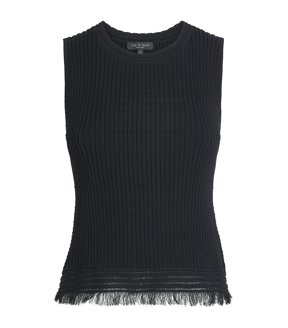 Rag & Bone Womens Distressed Ayan Tank Top Black
