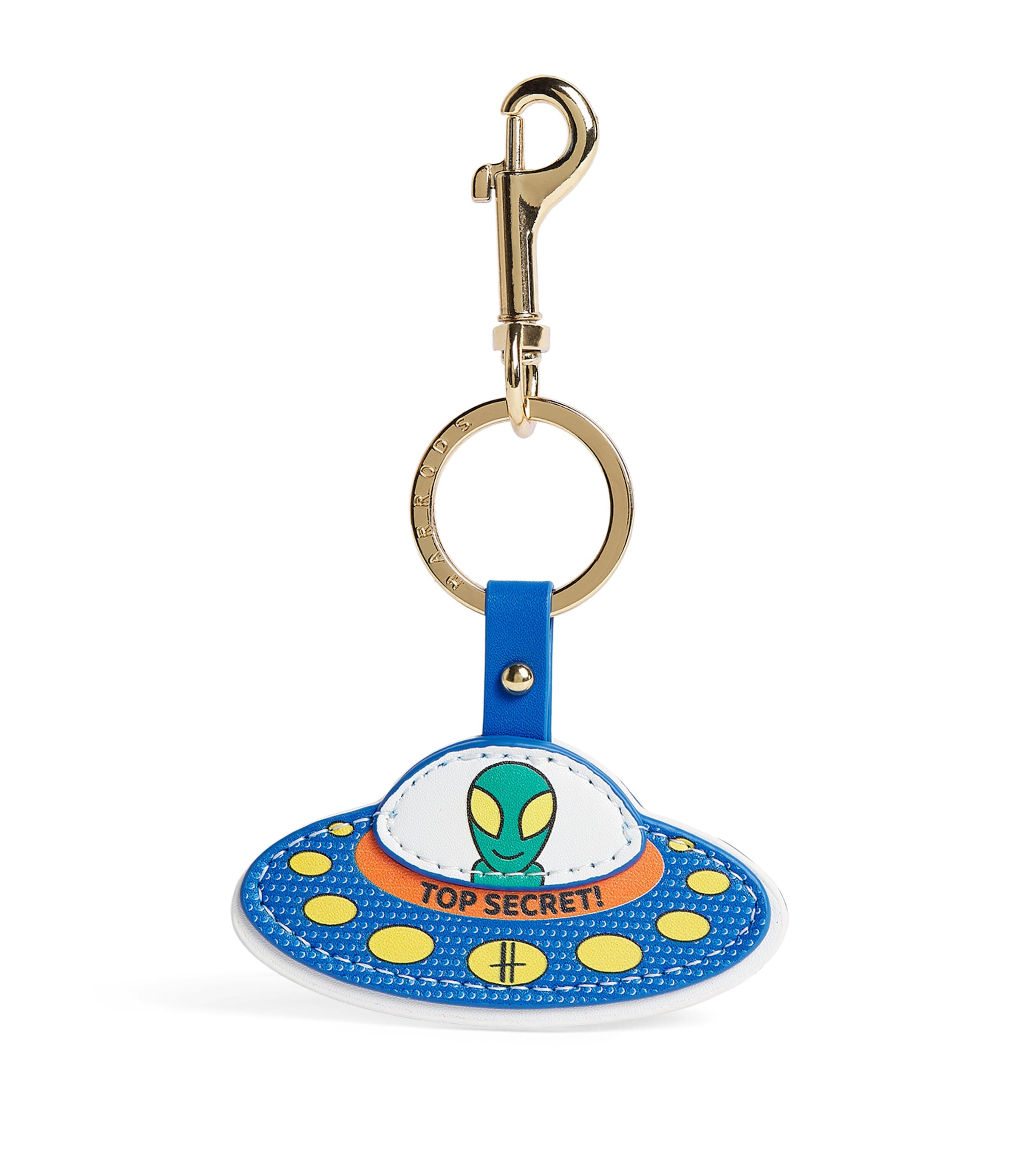 Harrods Leather Pop Rocket Alien Keyring