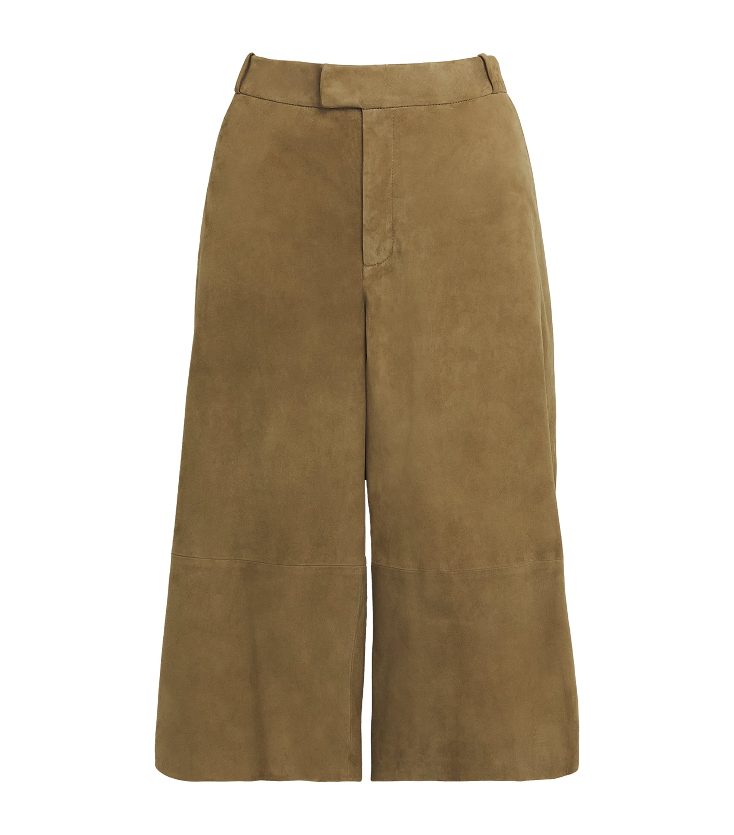 Arma Womens Lamb Suede Tailored Shorts Olive