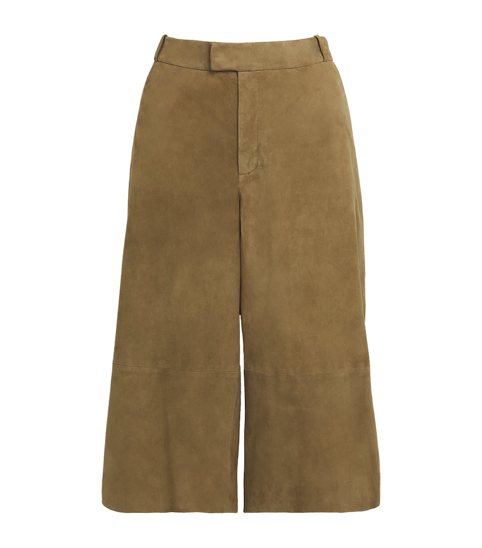 Arma Womens Lamb Suede Tailored Shorts Olive