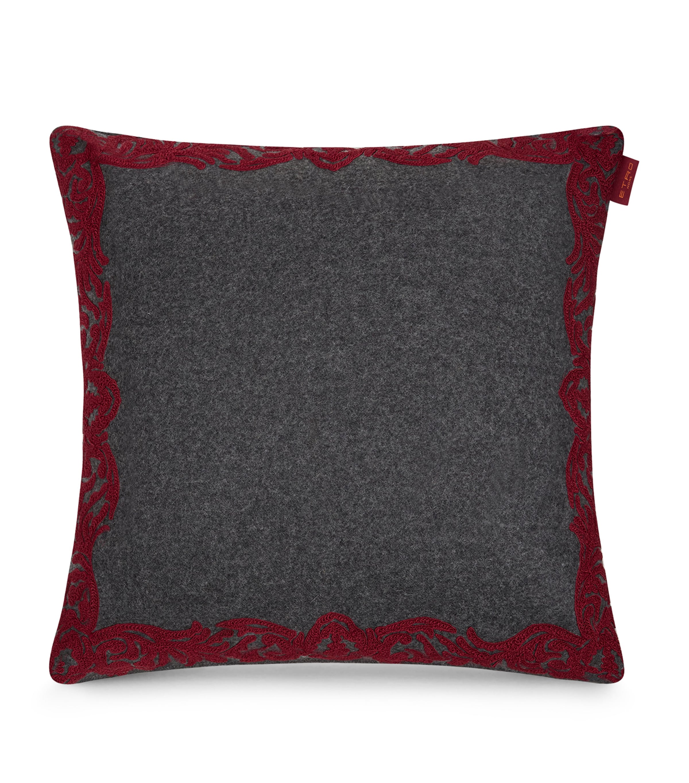 Wool-Blend Embroidered Paisley-Trim Cushion (45cm)