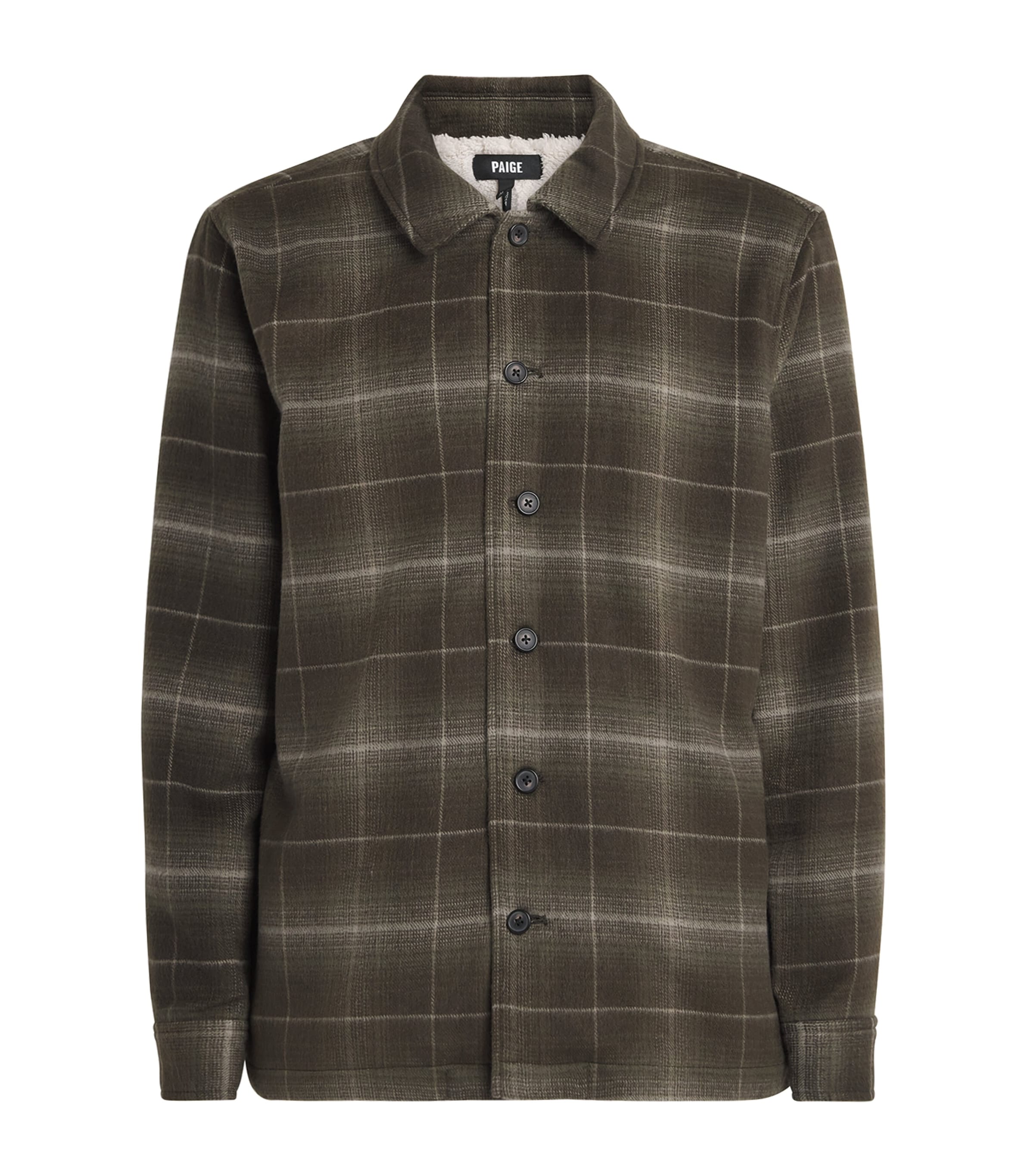 PAIGE Mens Fleece-Lined Telford Overshirt Marsh Green Plaid
