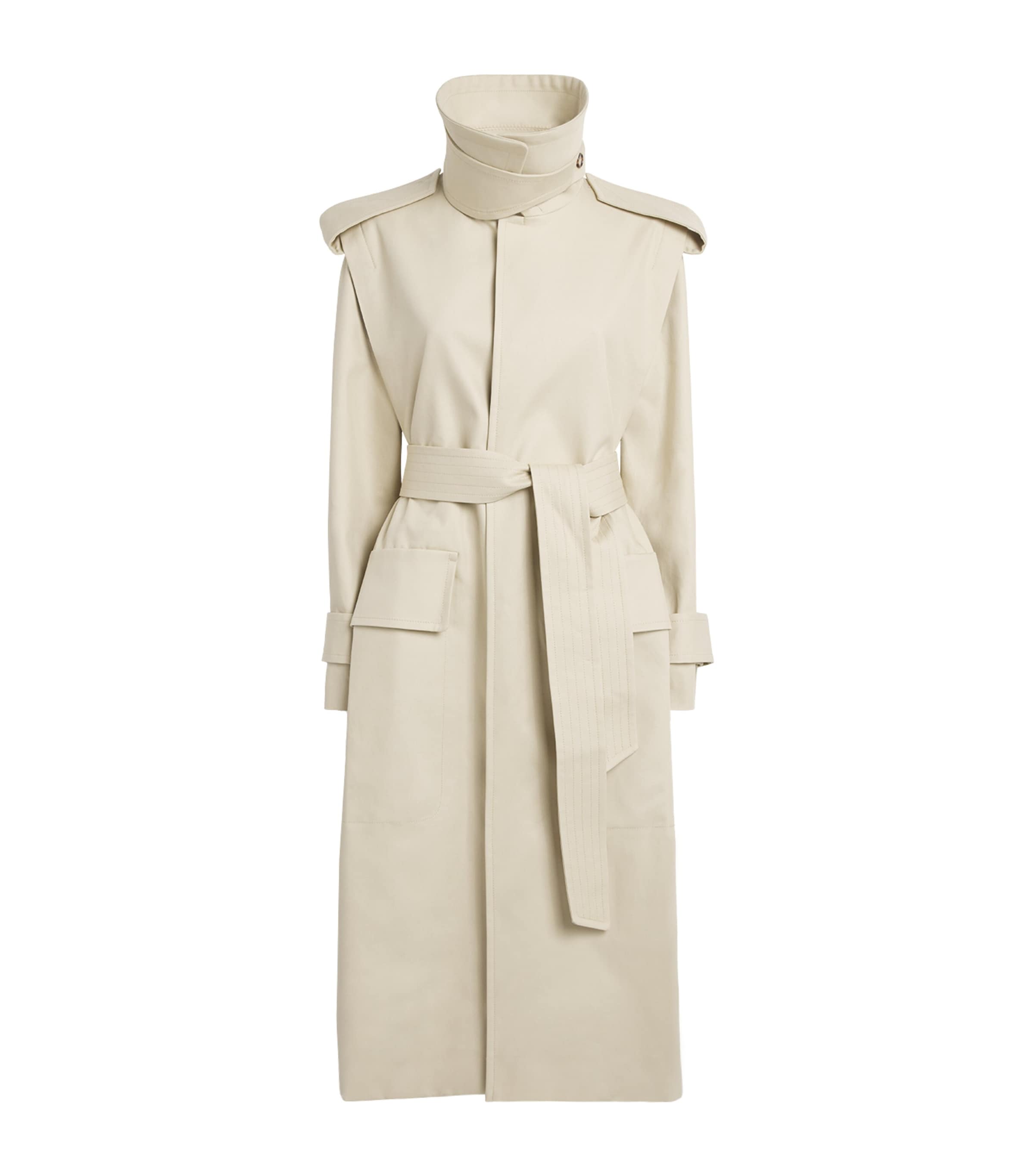 Victoria Beckham Womens Cotton Philippa Trench Coat Beige