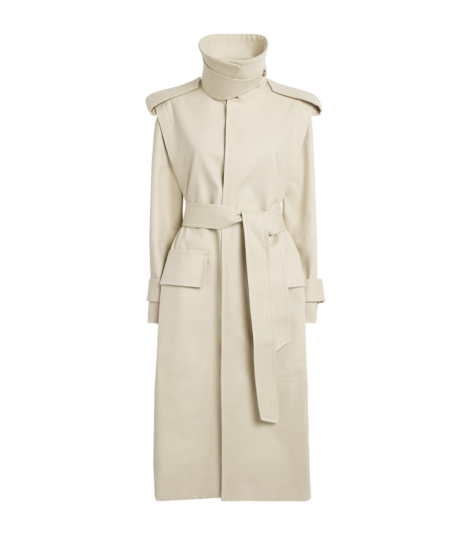 Victoria Beckham Womens Cotton Philippa Trench Coat Beige