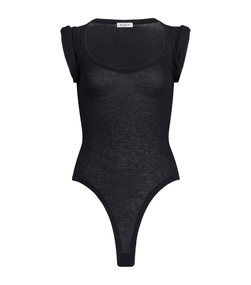 Alaïa Womens Ribbed Bodysuit Noir