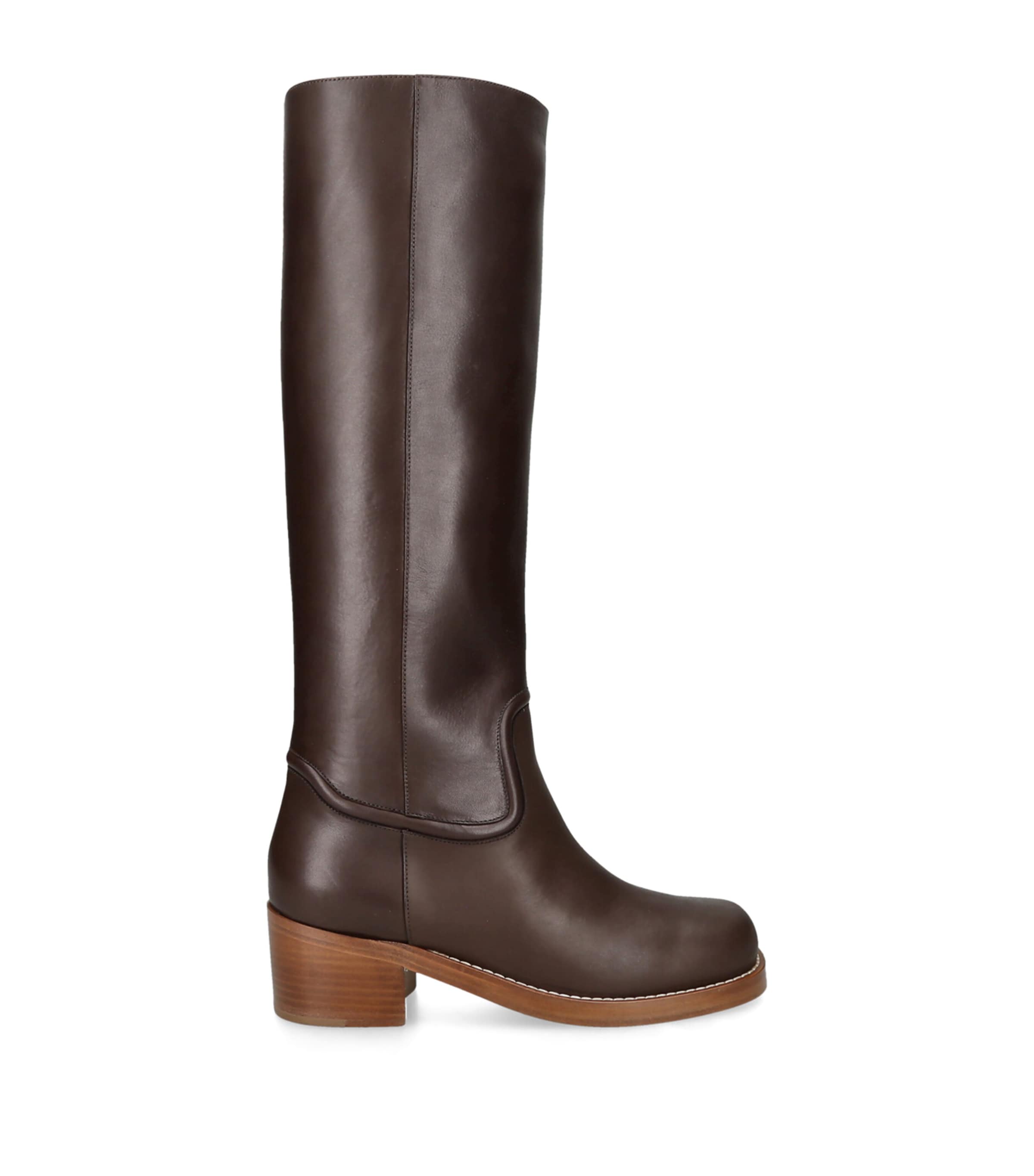Gabriela Hearst Leather Marion Knee-High Boots 75 Dark Brown