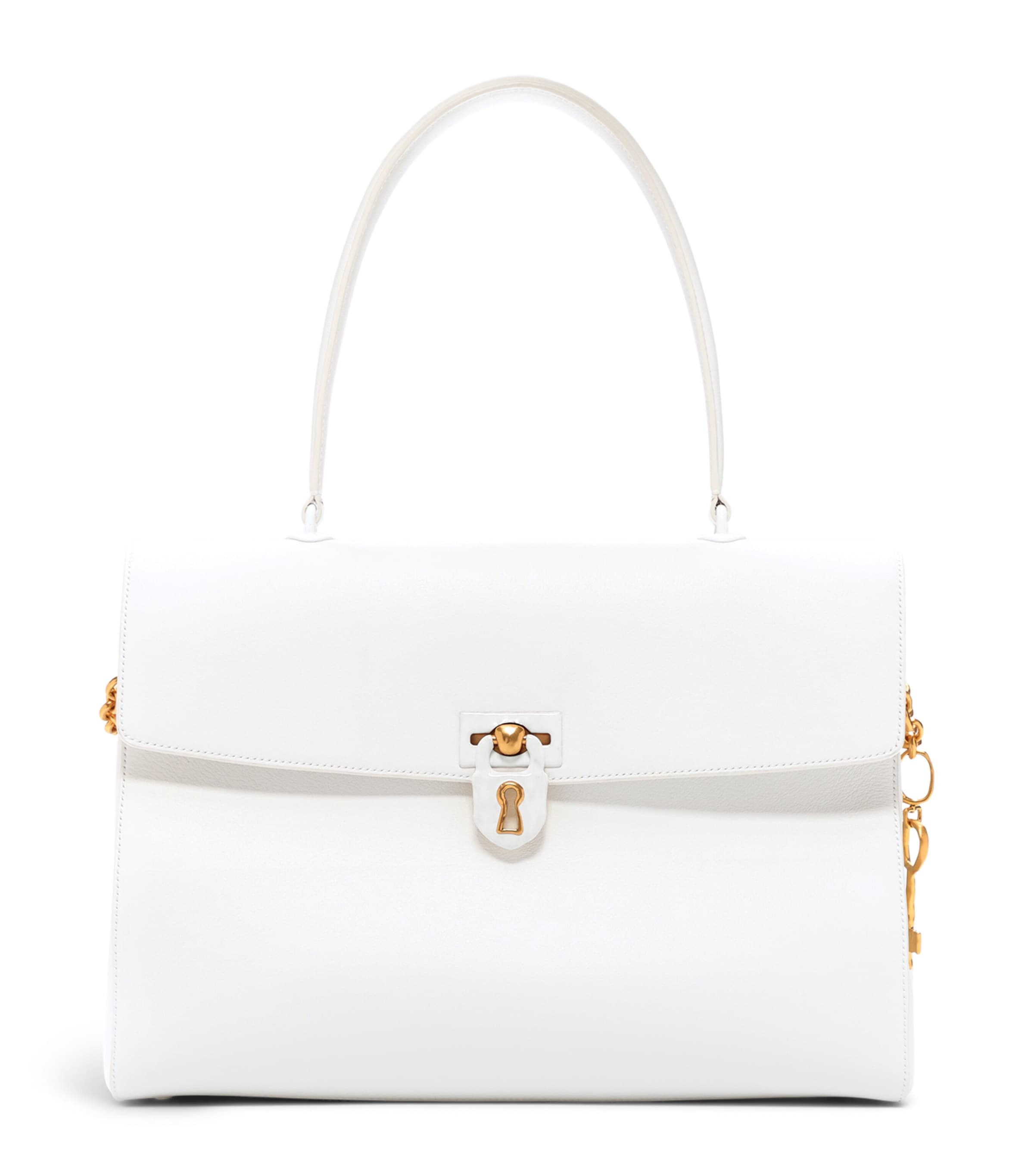 Schiaparelli Calfskin Secret Top-Handle Bag White