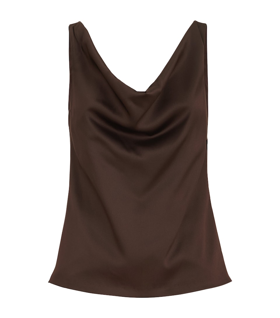 Brunello Cucinelli Womens Silk Satin Cowl-Neck Tank Top