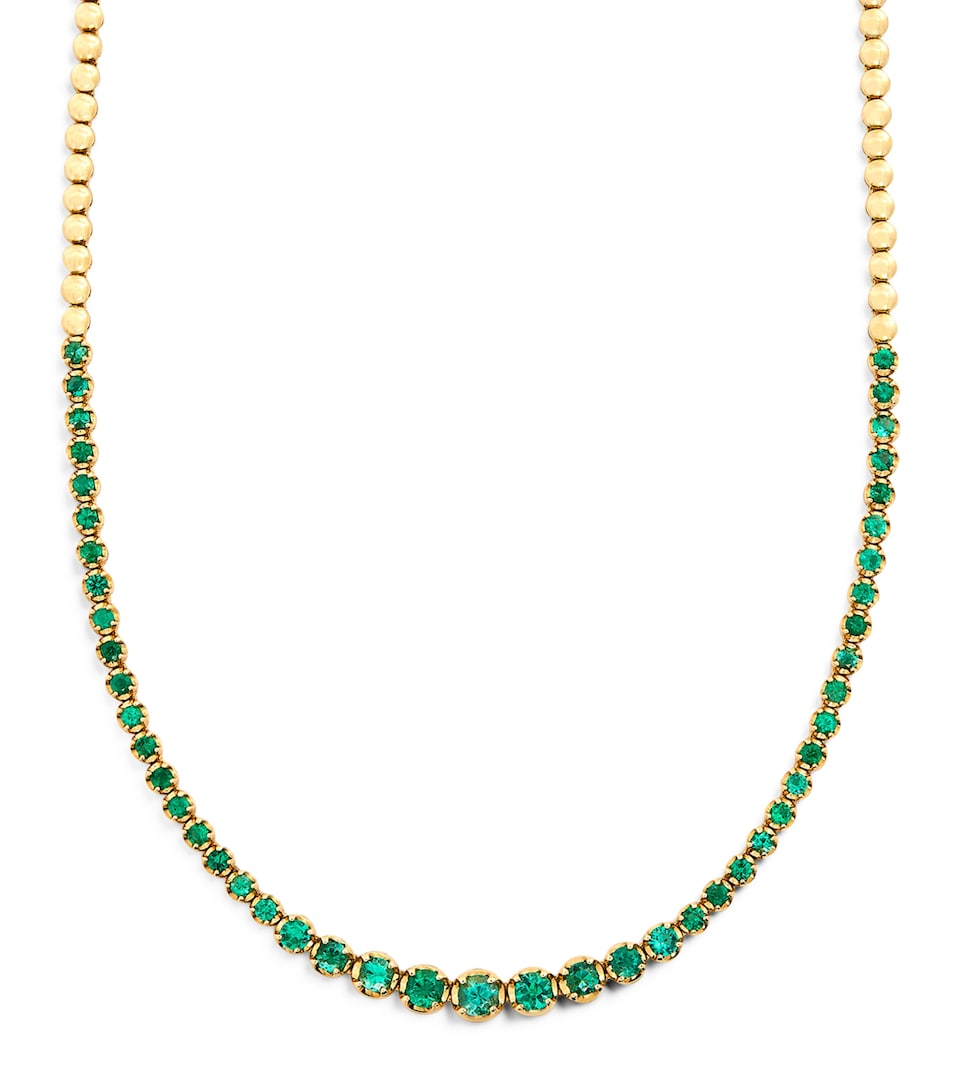 Yellow Gold and Emerald Graduated Tennis Necklace
