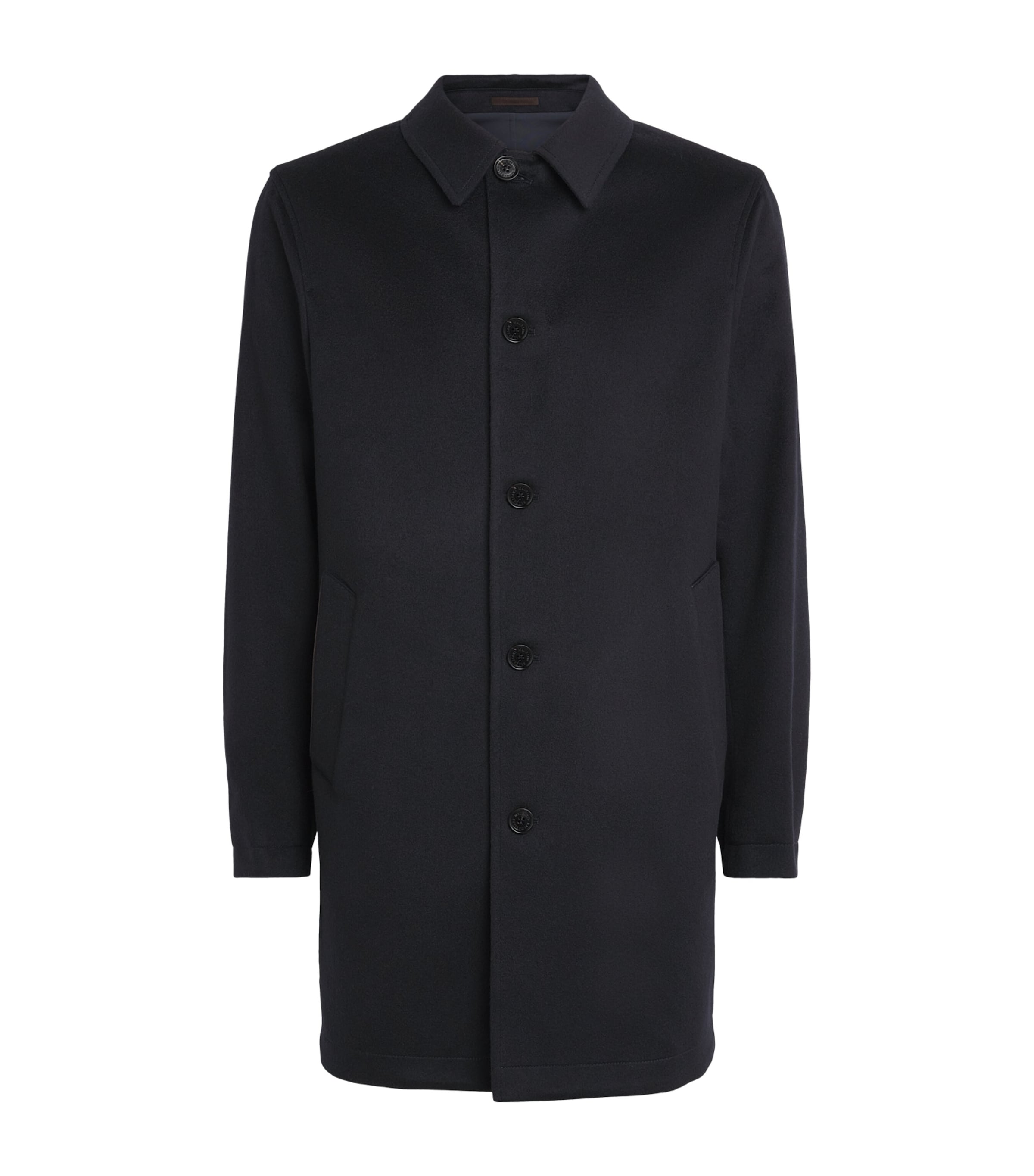 Maurizio Baldassari Mens Virgin Wool Reversible Overcoat Dark Navy