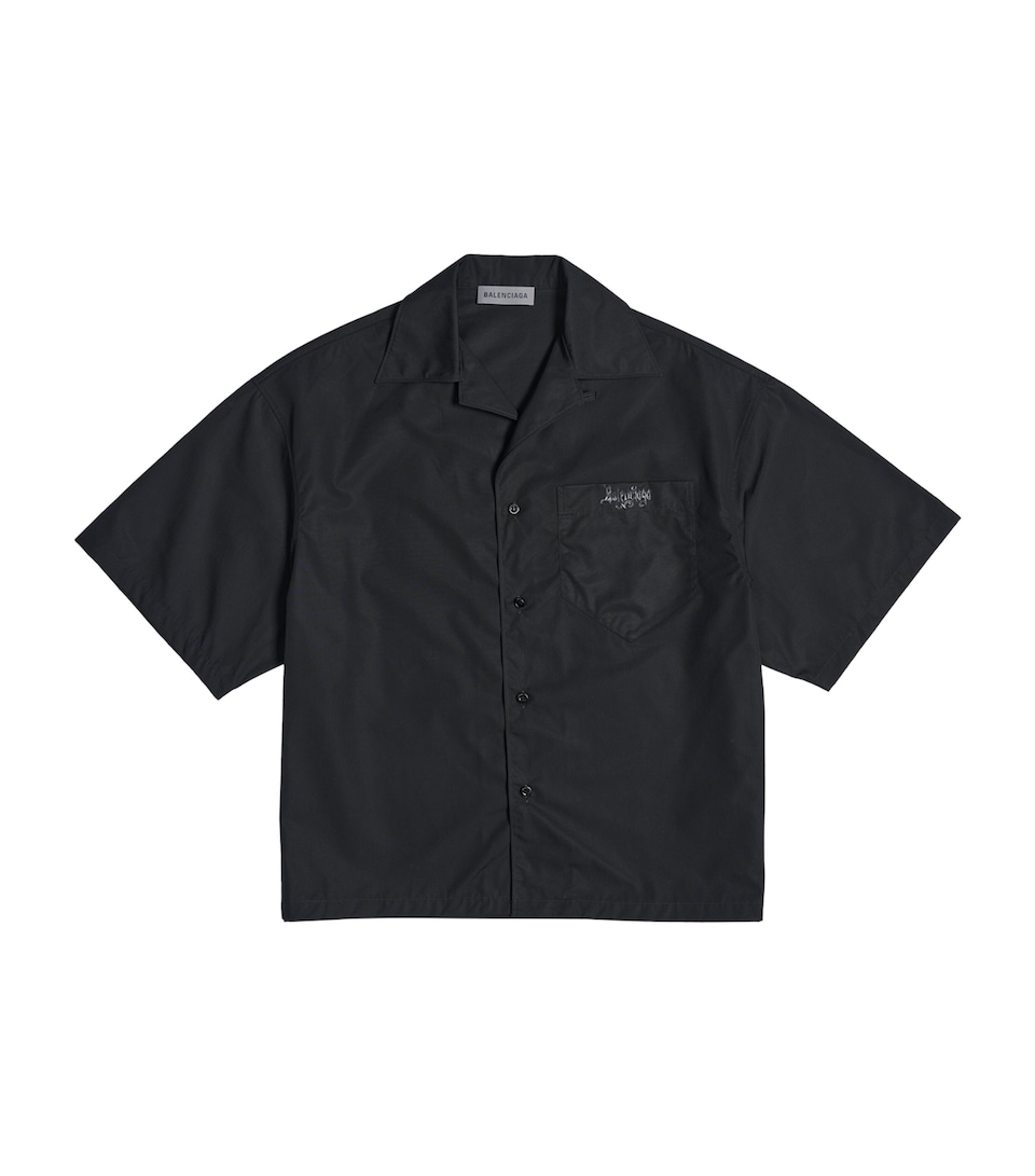 Balenciaga Mens Cotton Logo Bowling Shirt