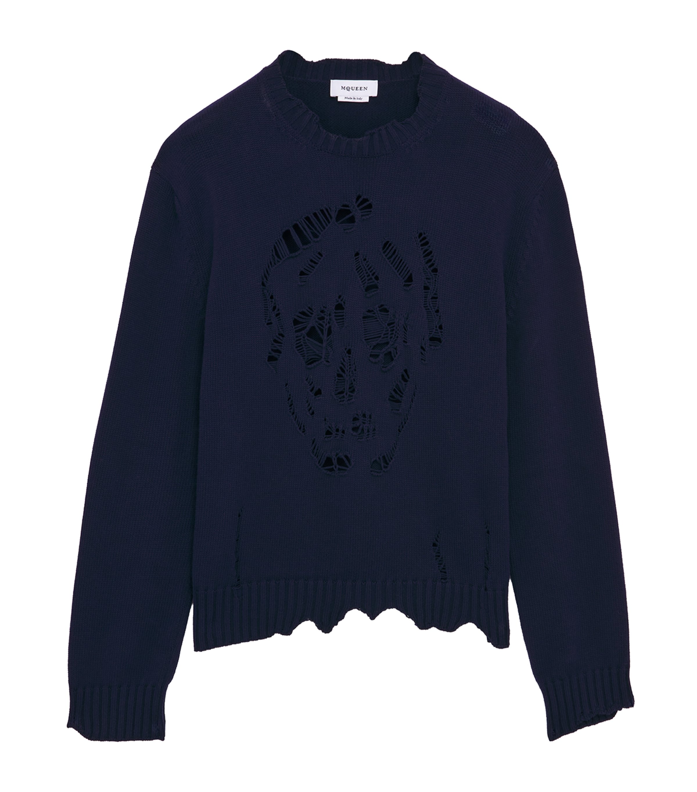 Cotton Distressed Skull Sweater