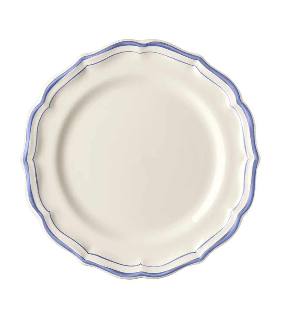Gien Set of 4 Filet Dessert Plates (23cm) White, Blue