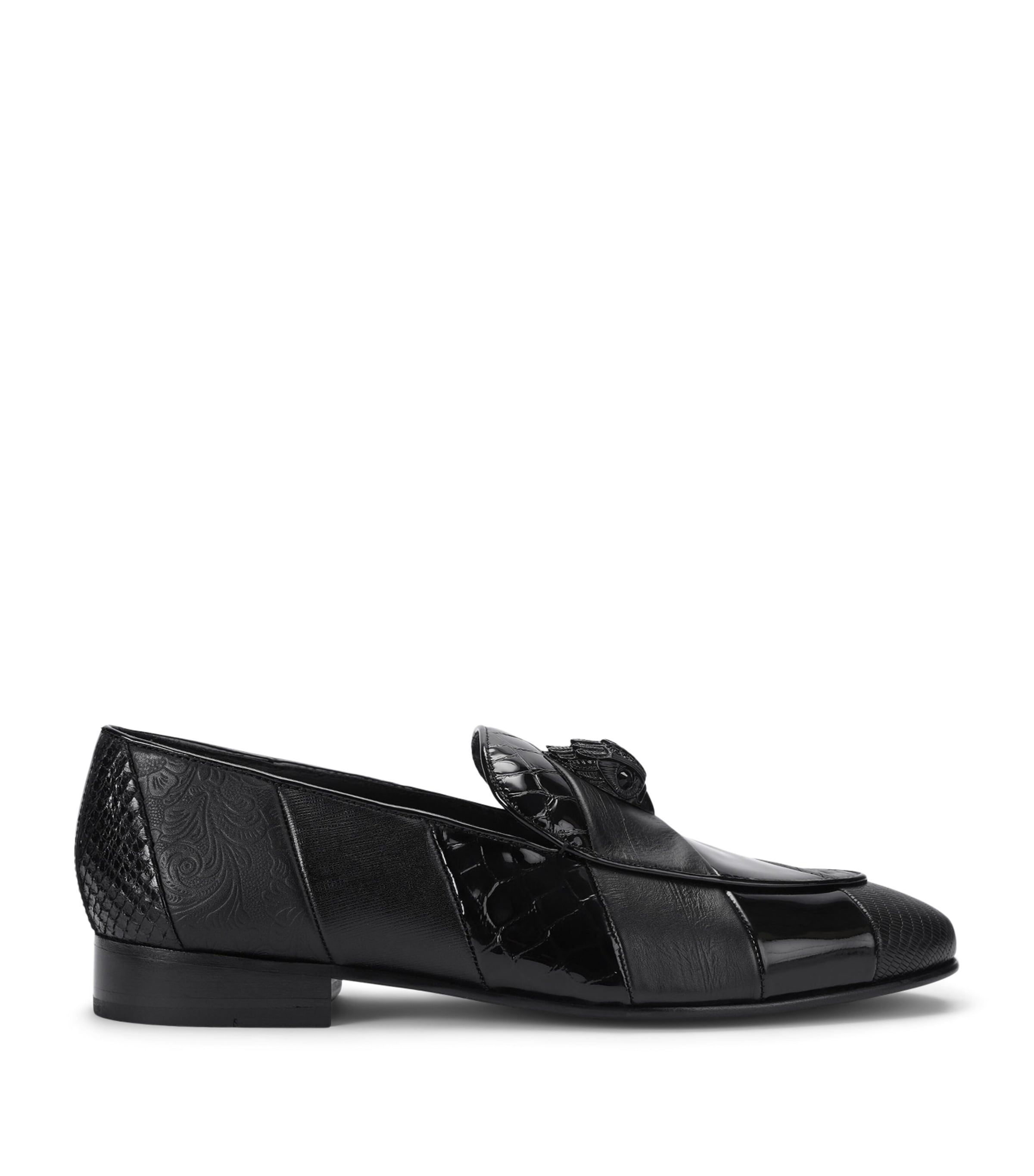 Kurt Geiger London Leather Bedford Stripe Eagle Loafers Black