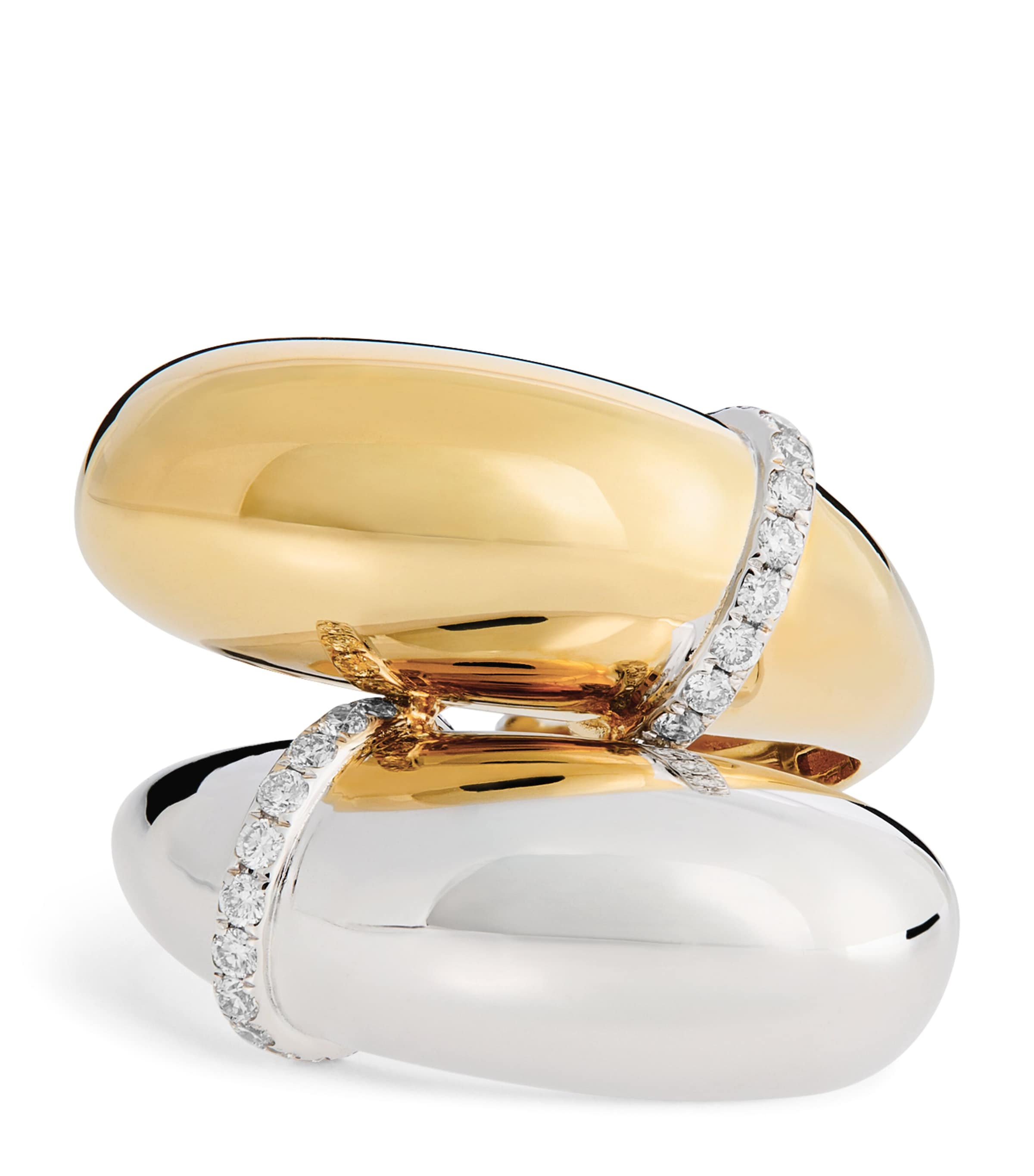 Mixed Gold and Diamond Double Bouy Ring