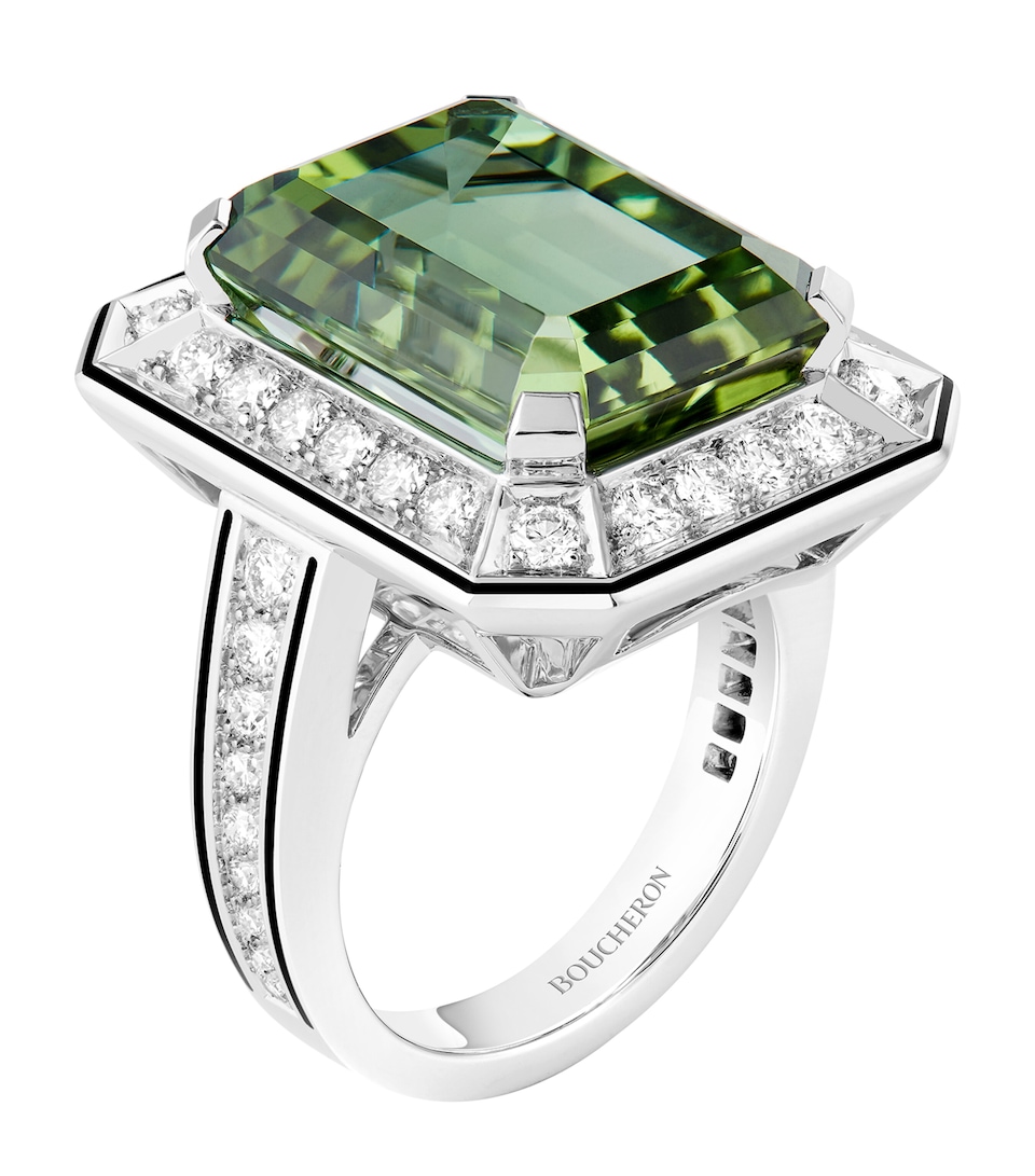 Boucheron White Gold, Diamond and Tourmaline Vendôme Liseré Ring Tourmaline