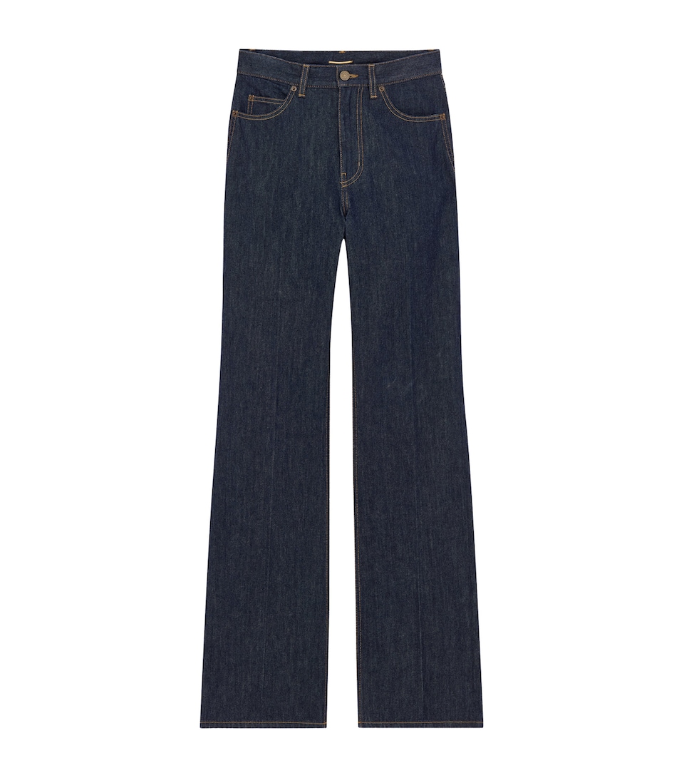 Saint Laurent Womens High-Rise Flared Jeans