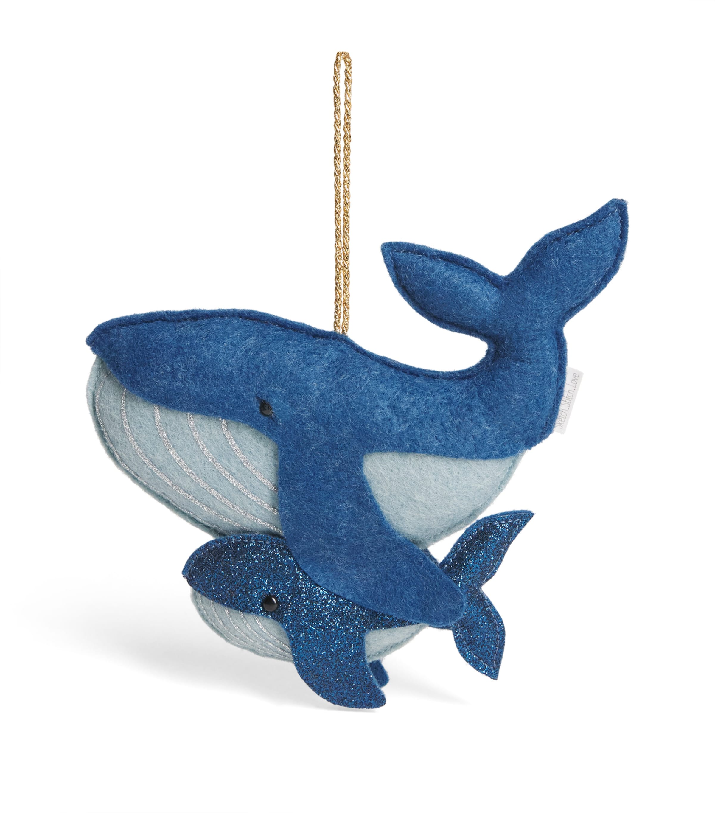 SKETCH.STITCH.LOVE Blue Whale Tree Decoration Navy/grey