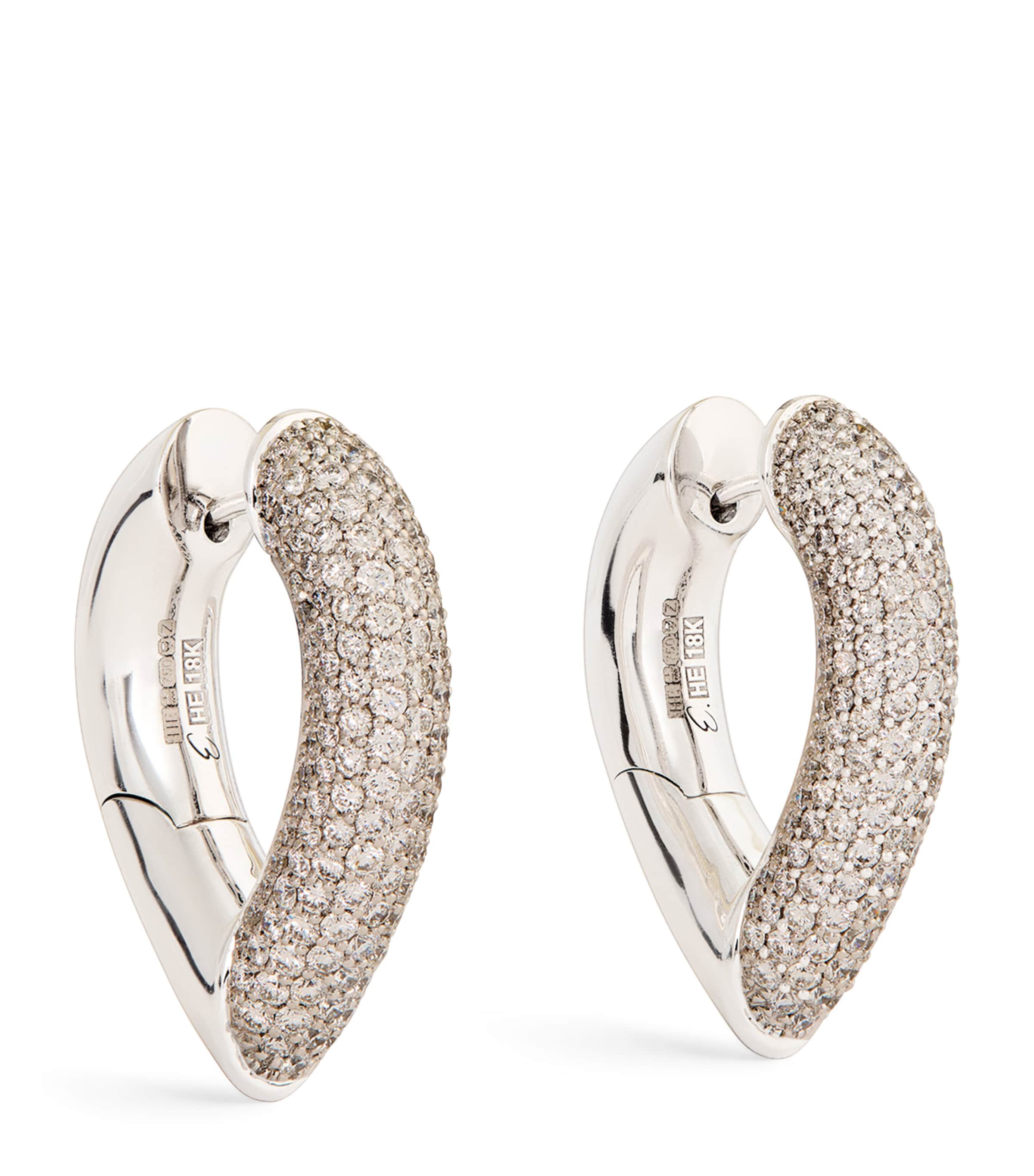 Big White Gold and Diamond Drop Link Earrings