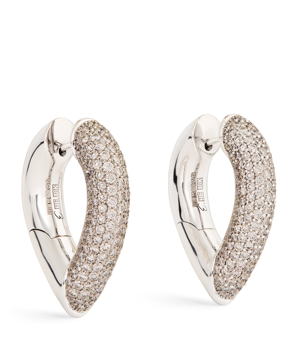 Big White Gold and Diamond Drop Link Earrings