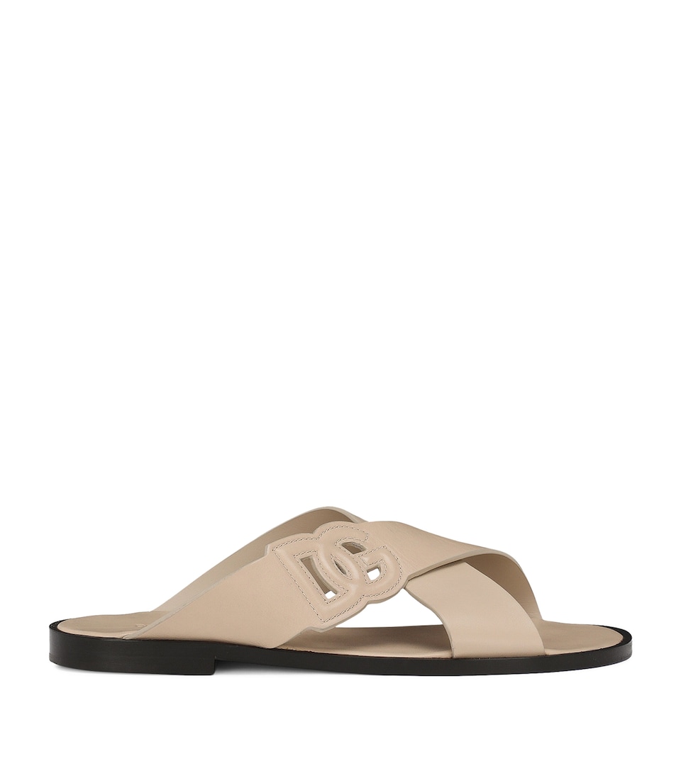 Leather Logo Crossover Sandals