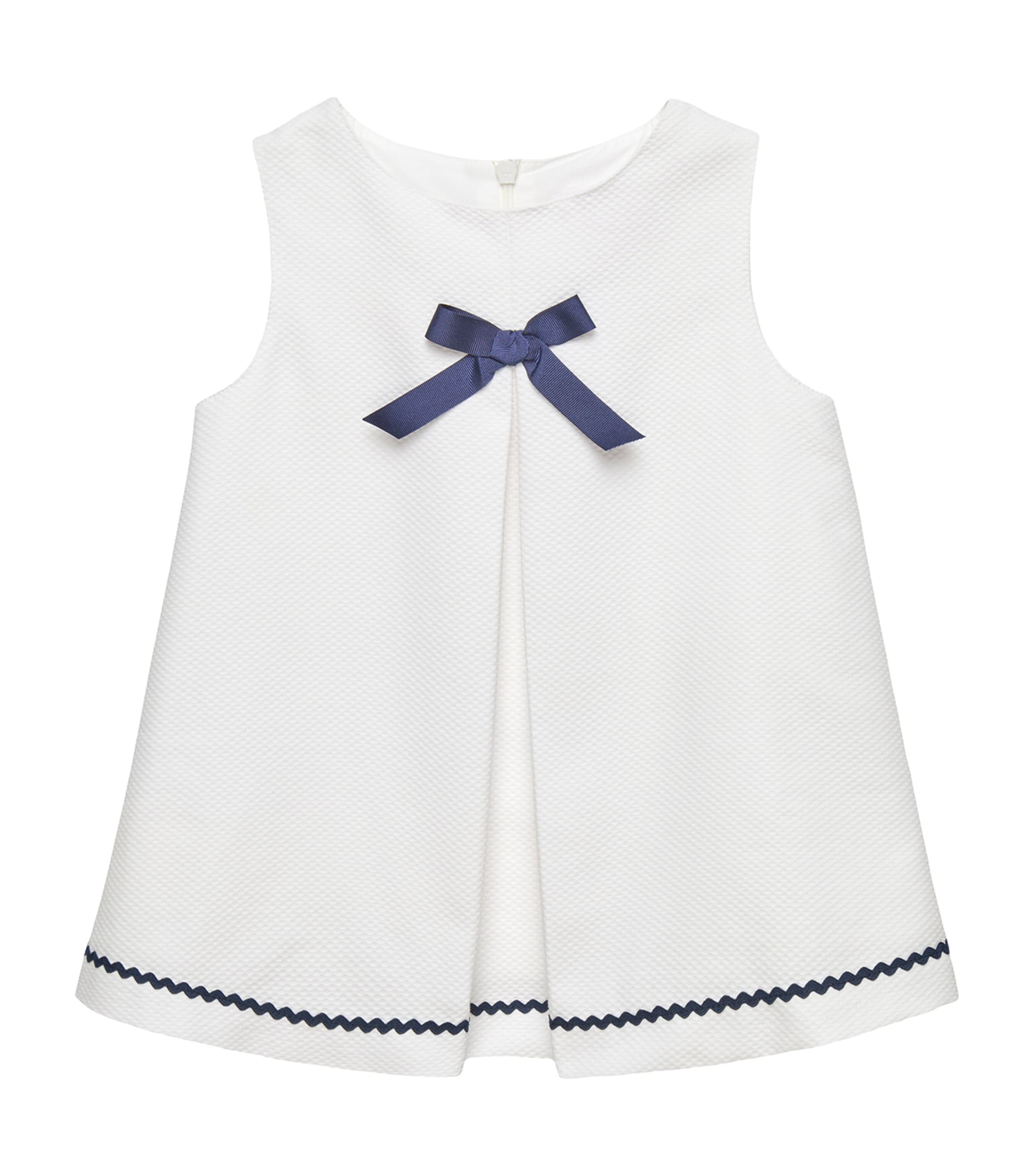 Trotters Cotton Mia Dress (3-24 Months) White/navy