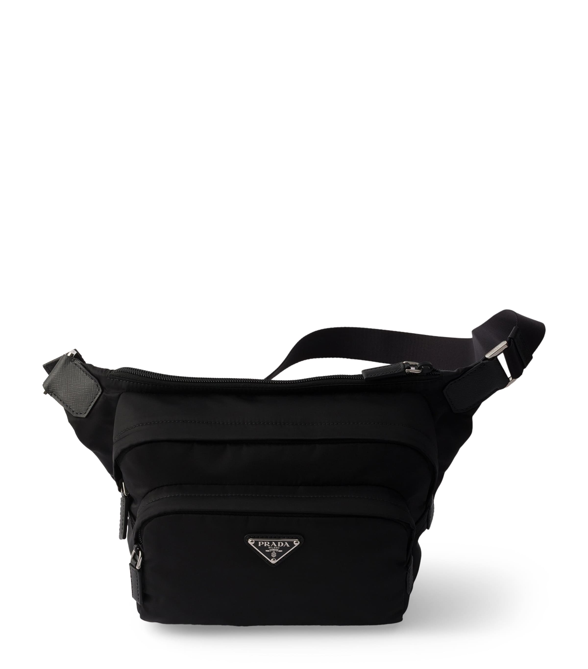 Re-Nylon and Leather Cross-Body Bag