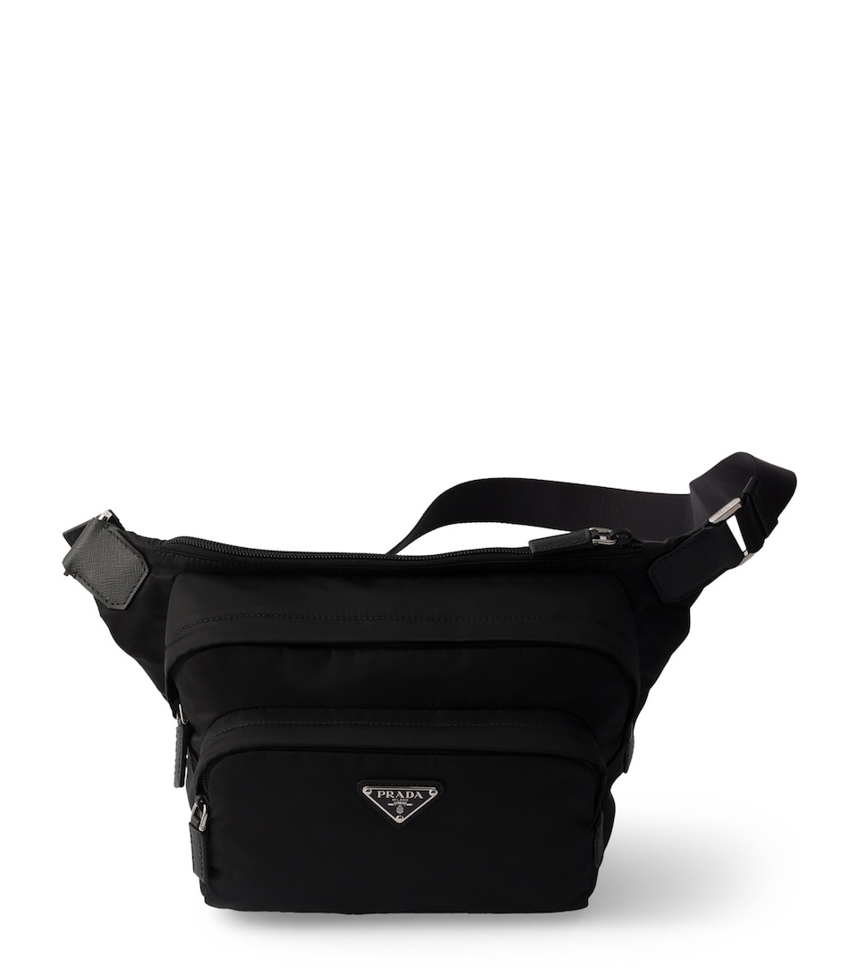 Re-Nylon and Leather Cross-Body Bag