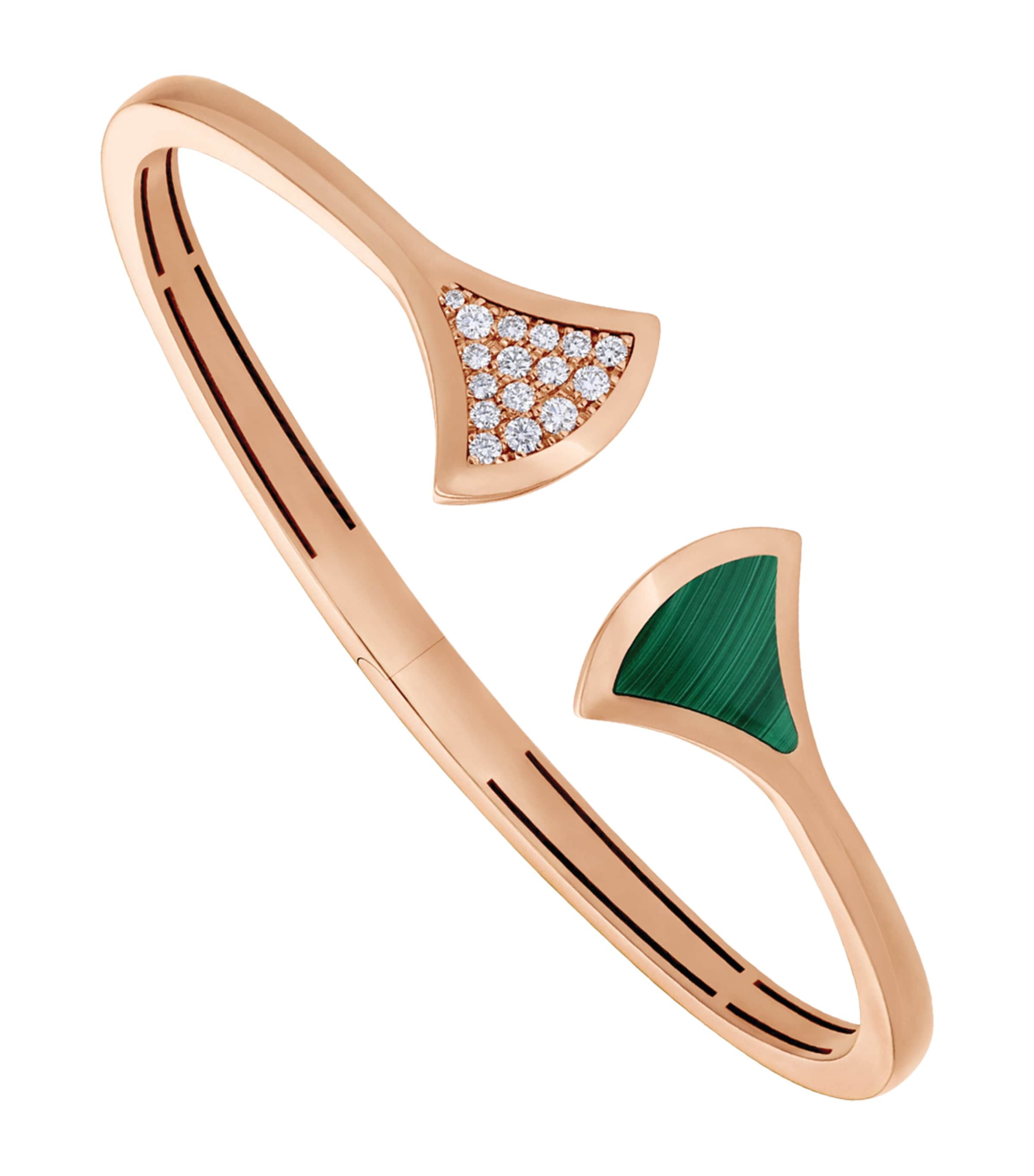 Rose Gold, Diamond and Malachite Divas' Dream Bangle